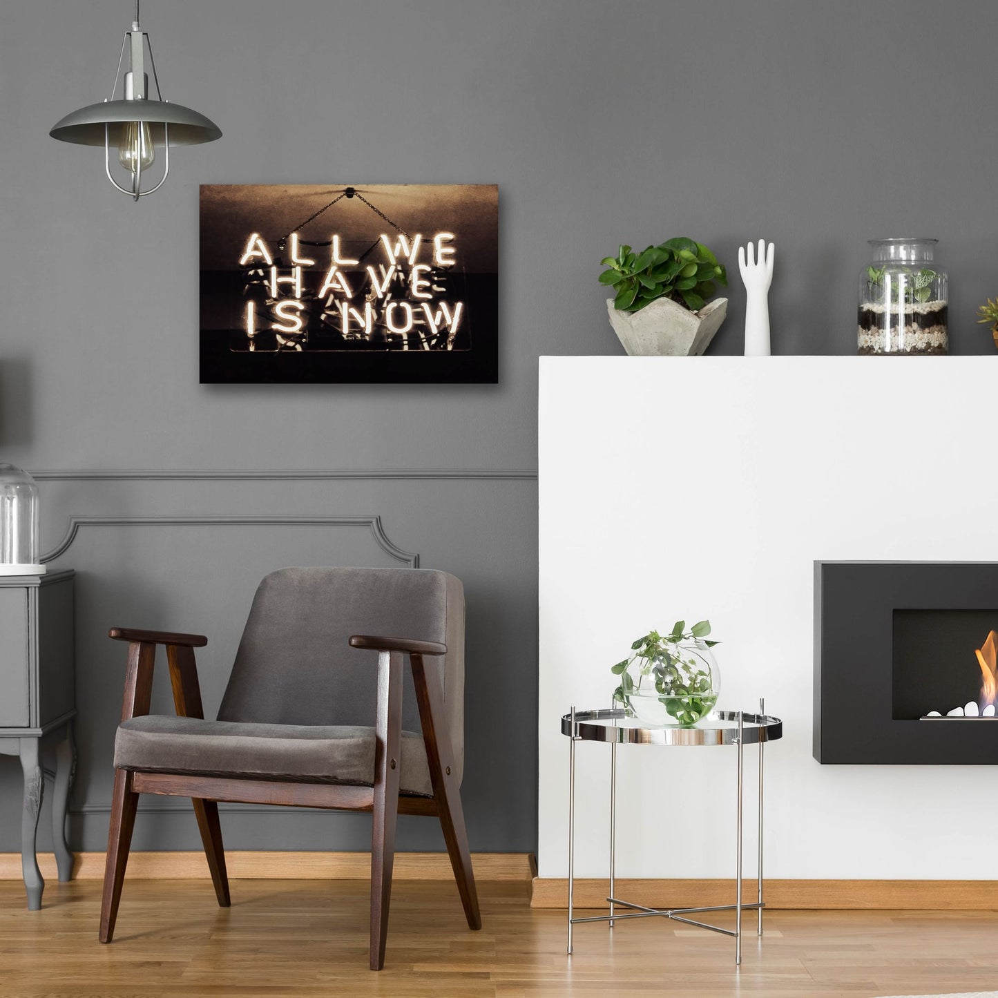 Epic Art 'All We Have Is Now In Neon White' by Epic Portfolio, Acrylic Glass Wall Art,24x16