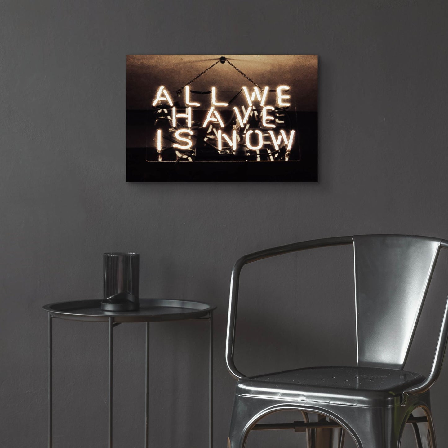 Epic Art 'All We Have Is Now In Neon White' by Epic Portfolio, Acrylic Glass Wall Art,24x16