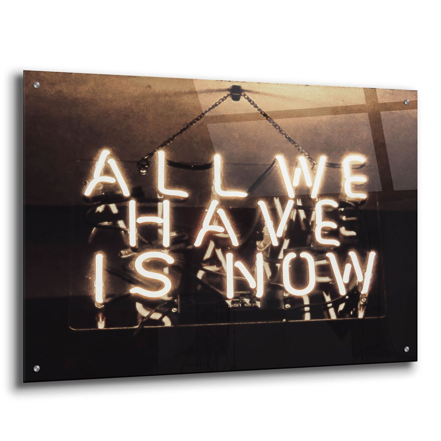 Epic Art 'All We Have Is Now In Neon White' by Epic Portfolio, Acrylic Glass Wall Art,36x24