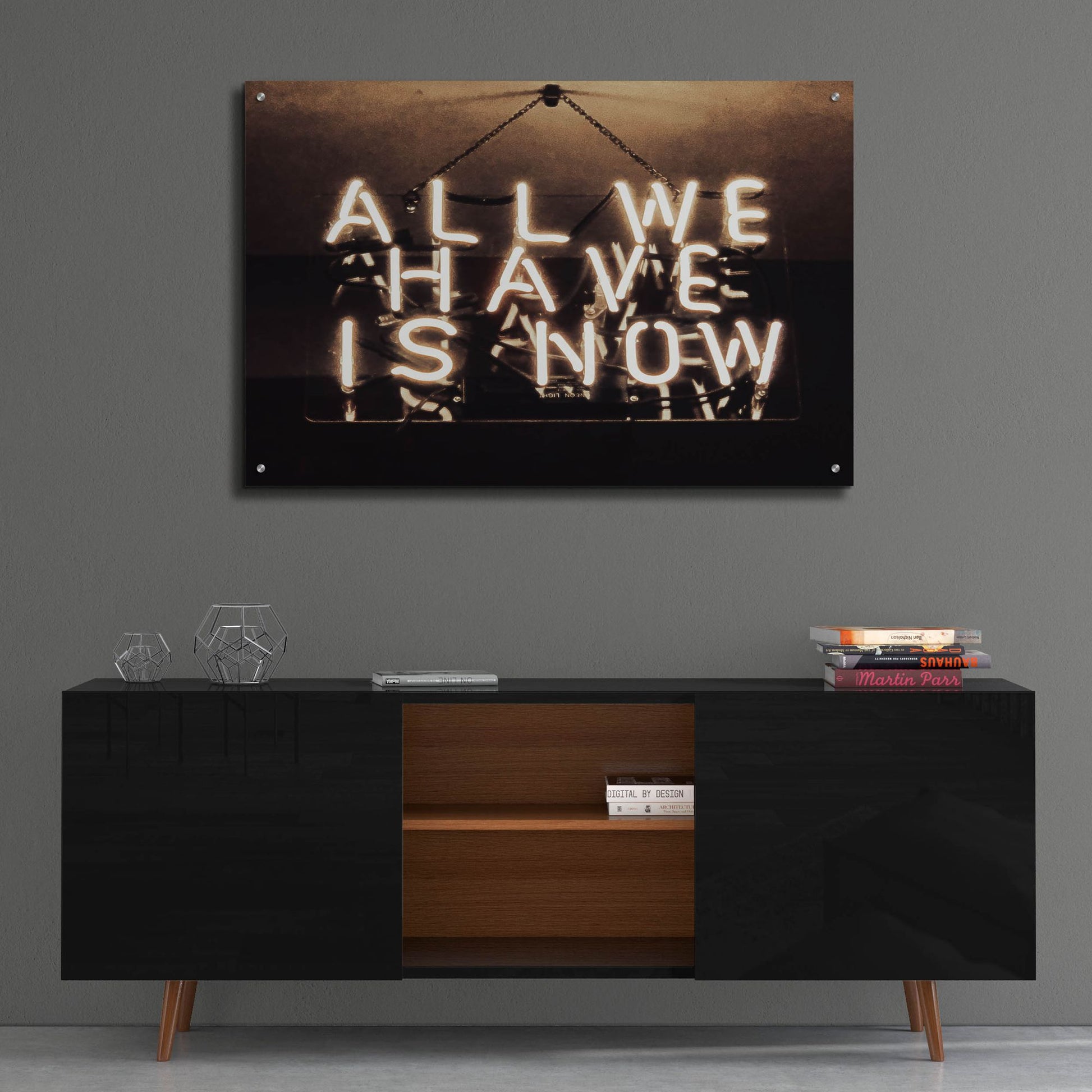 Epic Art 'All We Have Is Now In Neon White' by Epic Portfolio, Acrylic Glass Wall Art,36x24