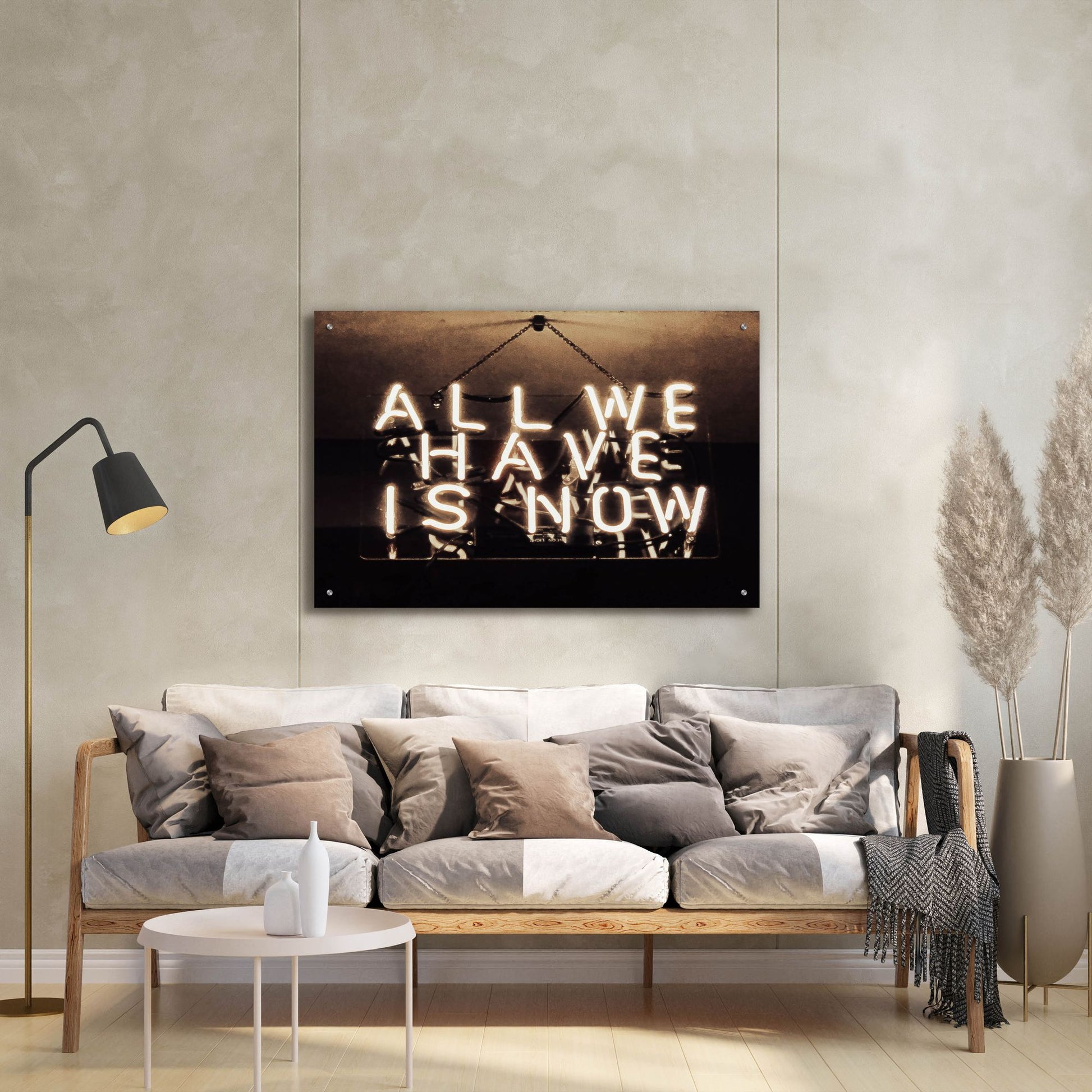 Epic Art 'All We Have Is Now In Neon White' by Epic Portfolio, Acrylic Glass Wall Art,36x24