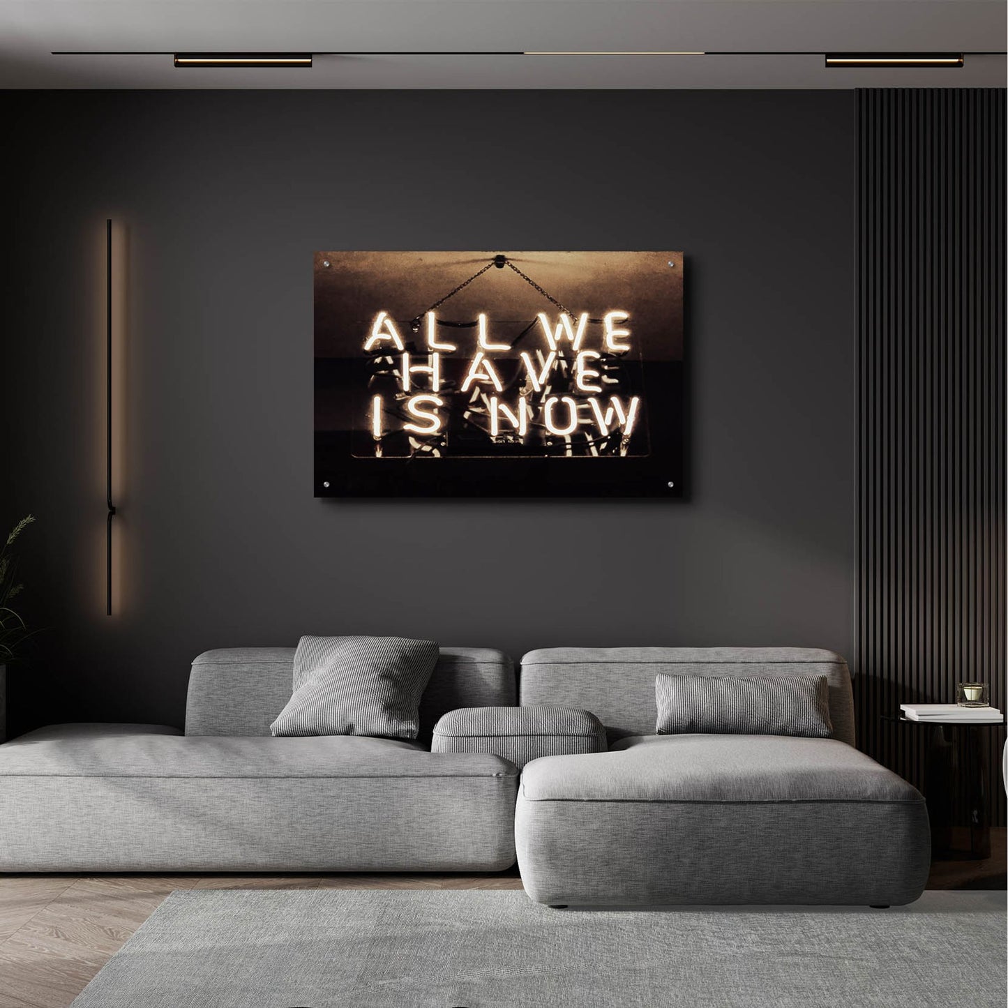 Epic Art 'All We Have Is Now In Neon White' by Epic Portfolio, Acrylic Glass Wall Art,36x24