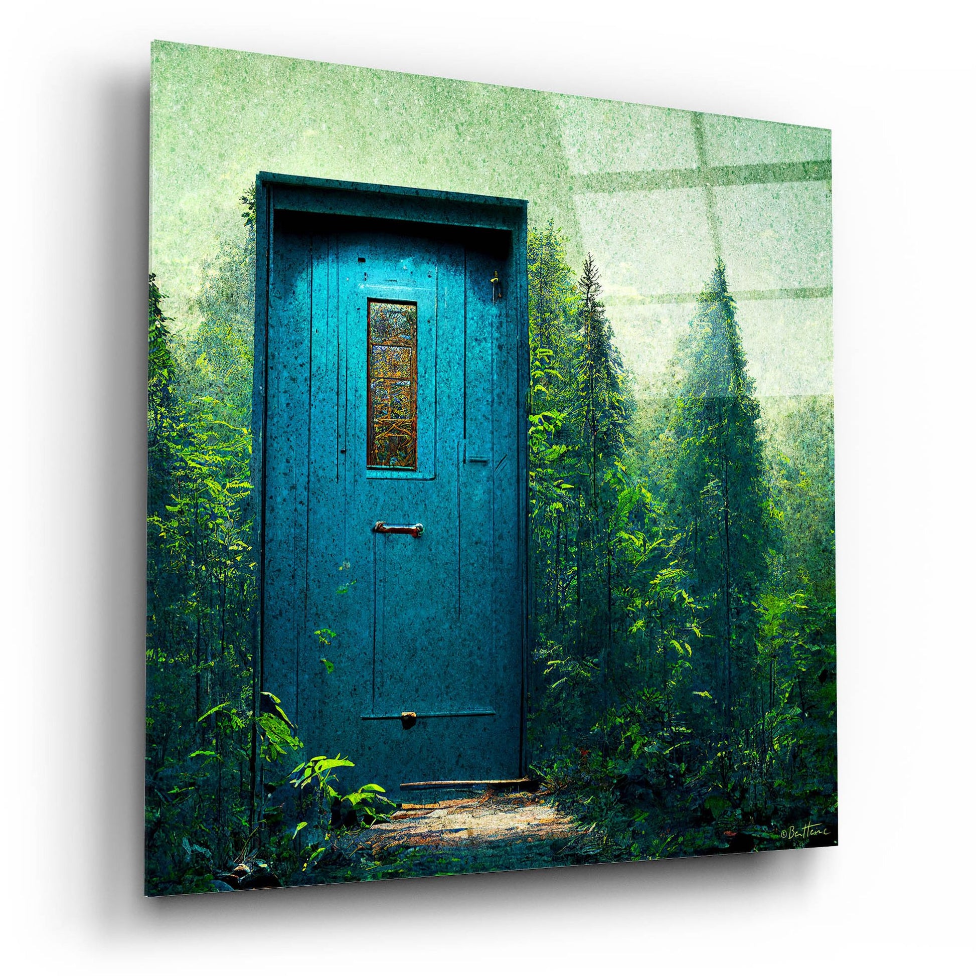 Epic Art 'Blue Door in the Green' by Ben Heine, Acrylic Glass Wall Art,12x12