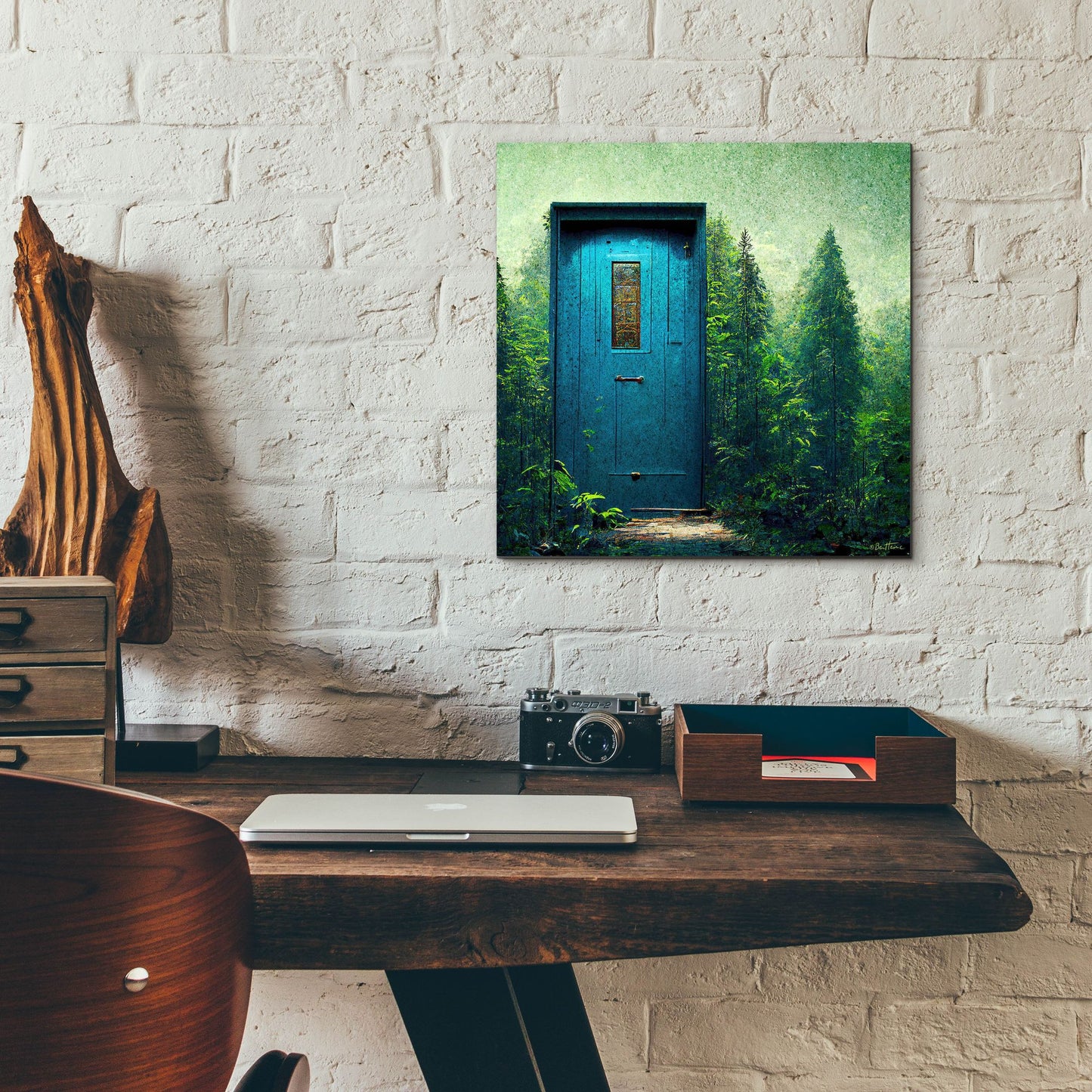 Epic Art 'Blue Door in the Green' by Ben Heine, Acrylic Glass Wall Art,12x12