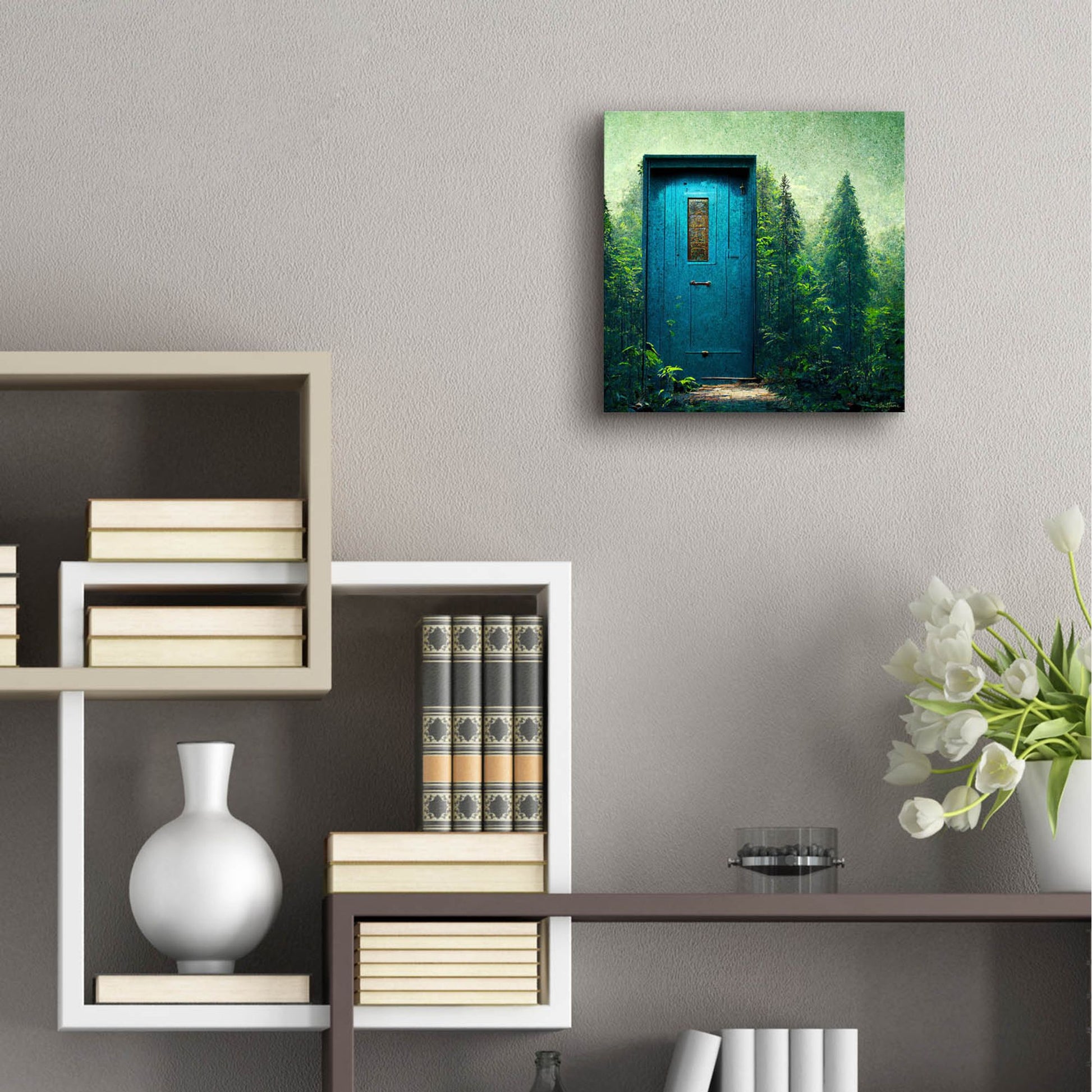 Epic Art 'Blue Door in the Green' by Ben Heine, Acrylic Glass Wall Art,12x12