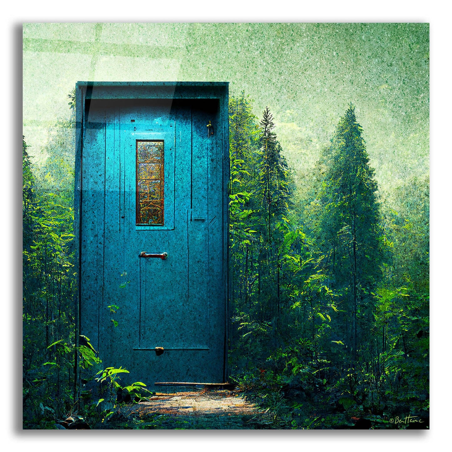 Epic Art 'Blue Door in the Green' by Ben Heine, Acrylic Glass Wall Art,12x12