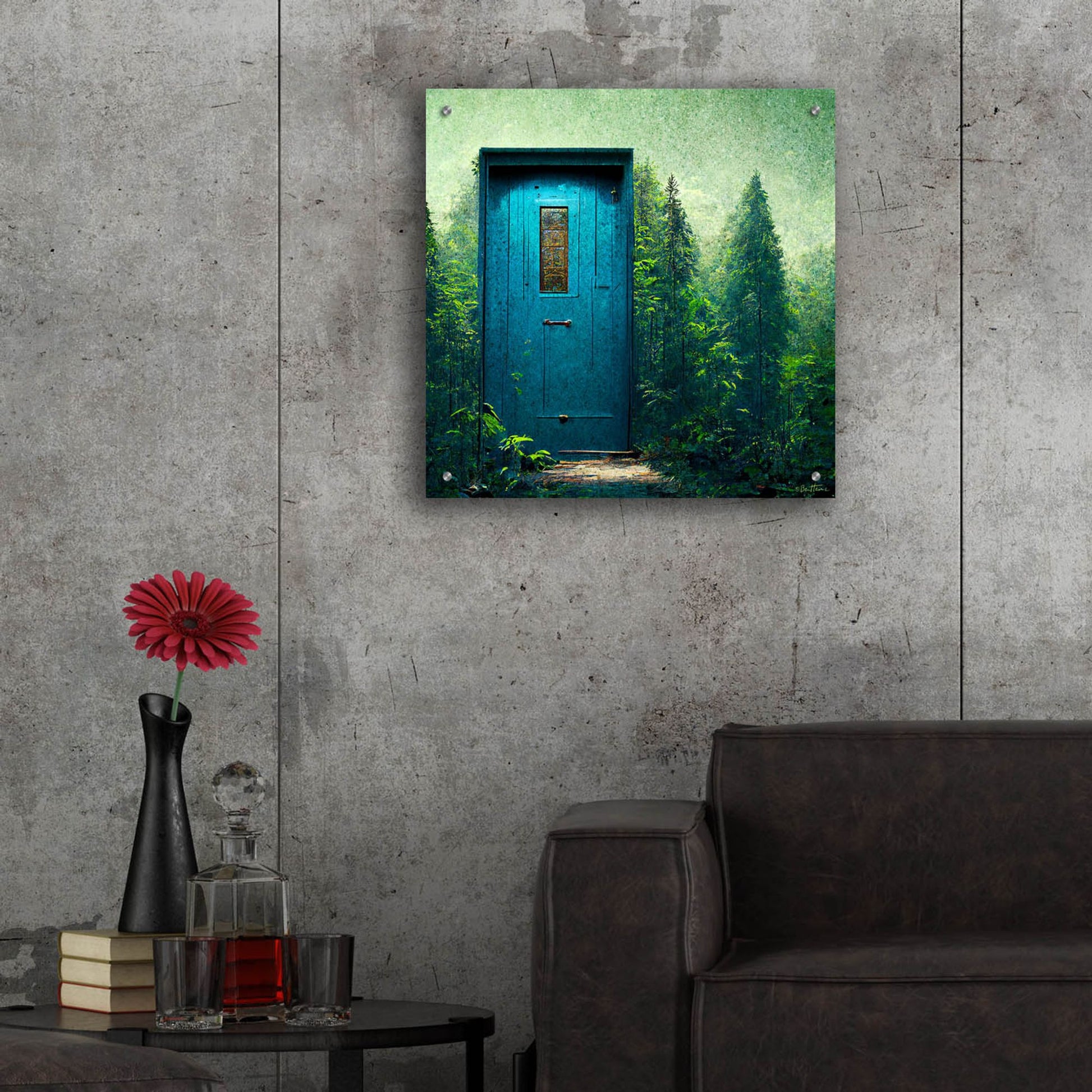 Epic Art 'Blue Door in the Green' by Ben Heine, Acrylic Glass Wall Art,24x24