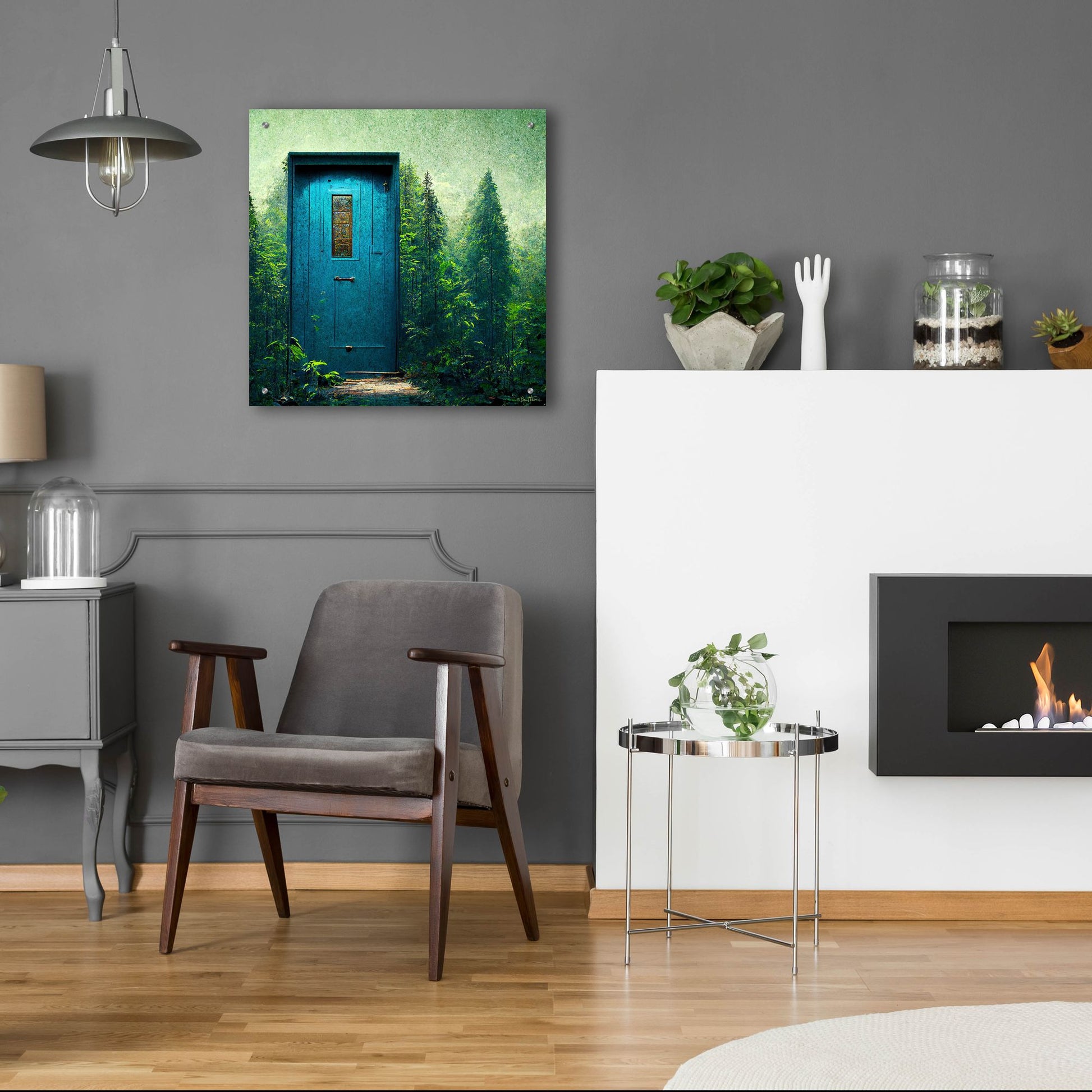 Epic Art 'Blue Door in the Green' by Ben Heine, Acrylic Glass Wall Art,24x24