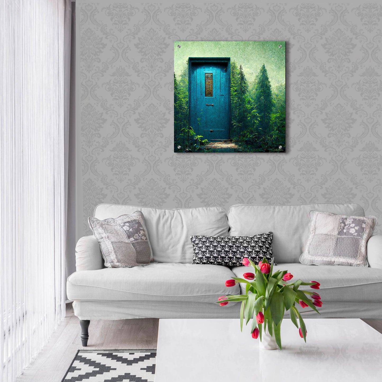 Epic Art 'Blue Door in the Green' by Ben Heine, Acrylic Glass Wall Art,24x24