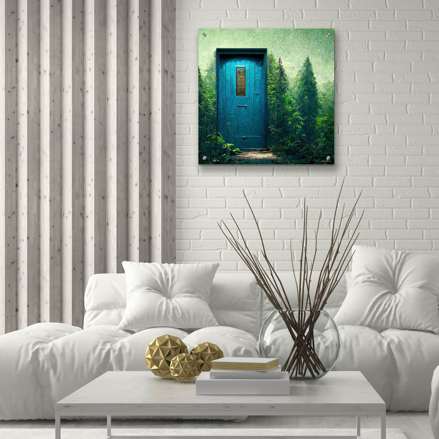 Epic Art 'Blue Door in the Green' by Ben Heine, Acrylic Glass Wall Art,24x24