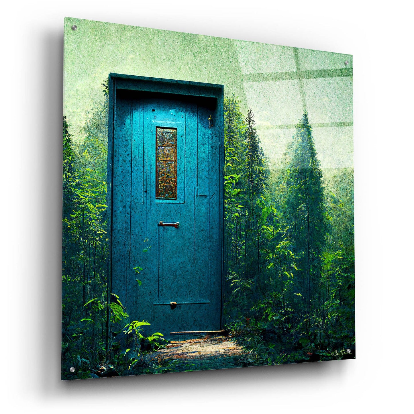 Epic Art 'Blue Door in the Green' by Ben Heine, Acrylic Glass Wall Art,36x36