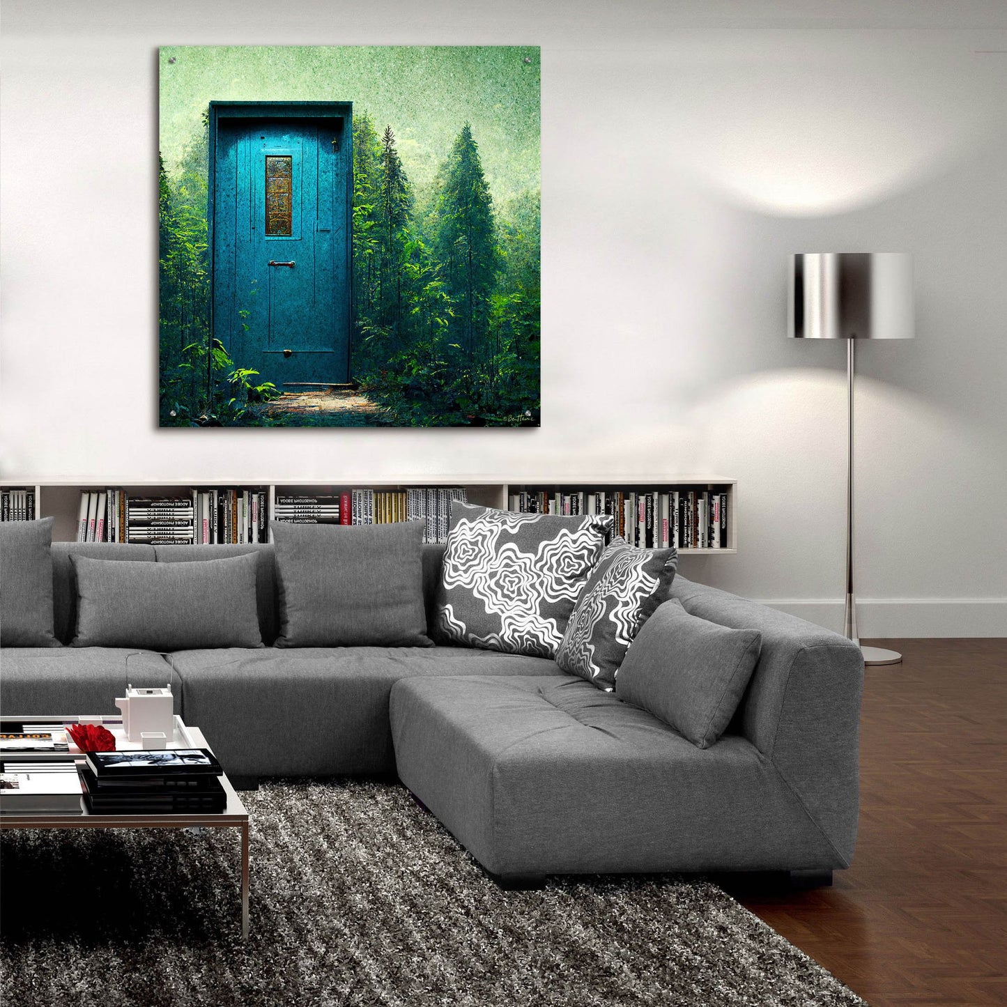 Epic Art 'Blue Door in the Green' by Ben Heine, Acrylic Glass Wall Art,36x36