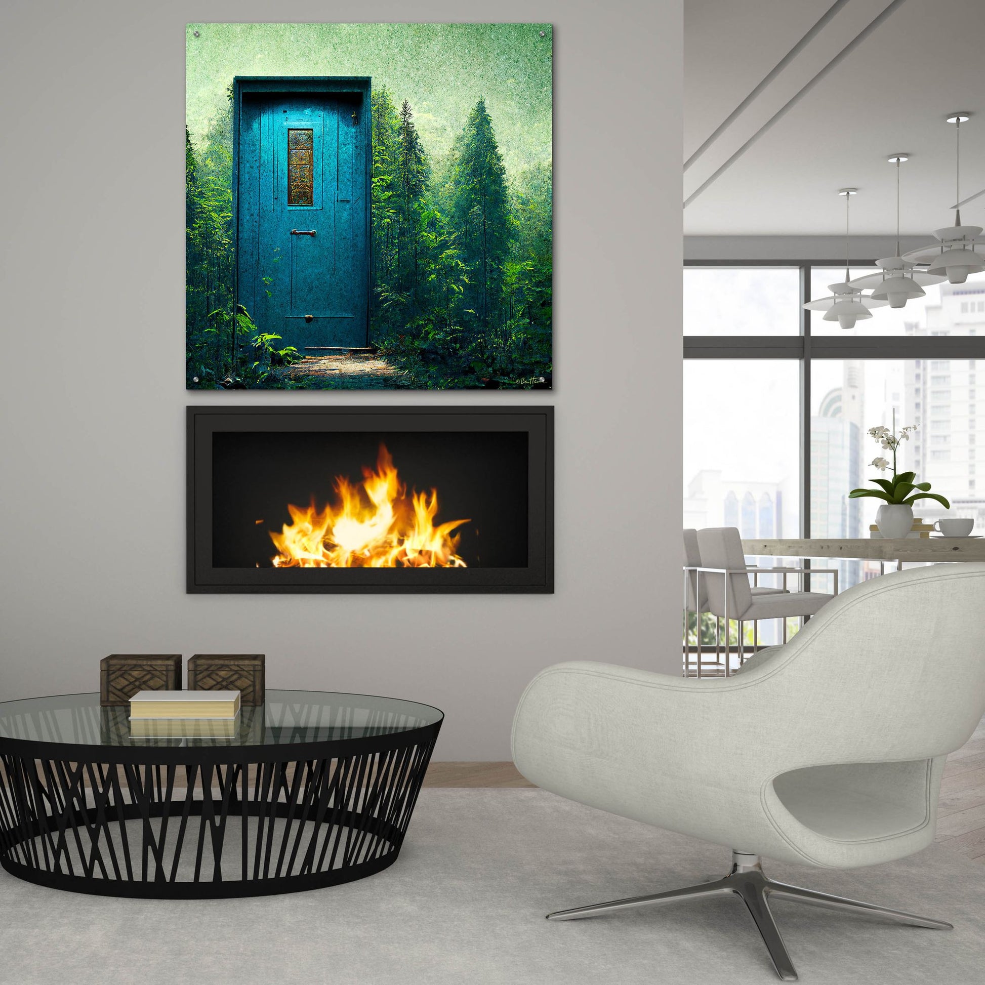 Epic Art 'Blue Door in the Green' by Ben Heine, Acrylic Glass Wall Art,36x36