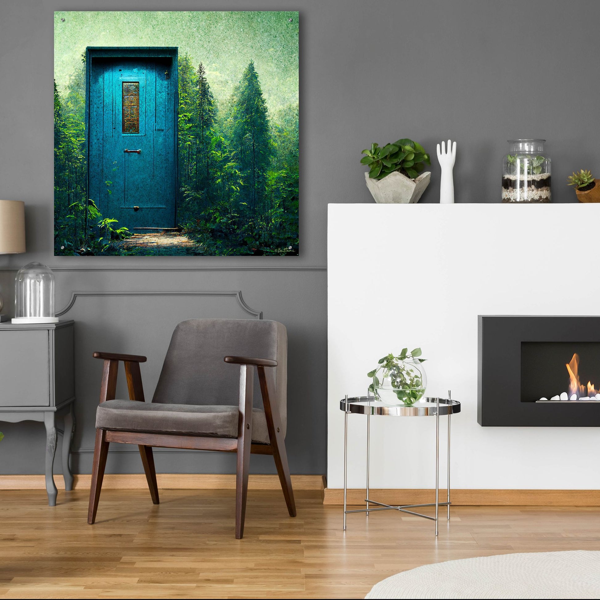 Epic Art 'Blue Door in the Green' by Ben Heine, Acrylic Glass Wall Art,36x36