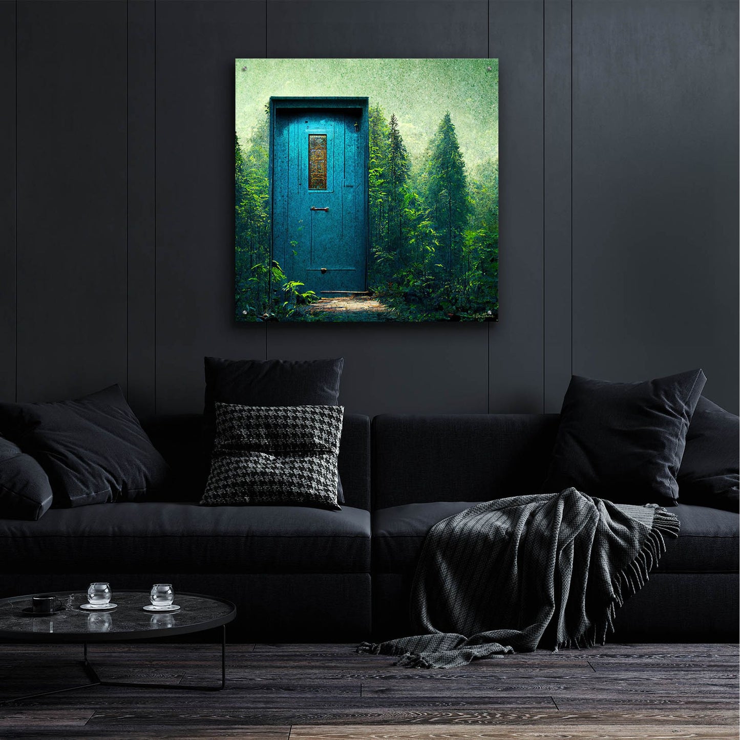 Epic Art 'Blue Door in the Green' by Ben Heine, Acrylic Glass Wall Art,36x36