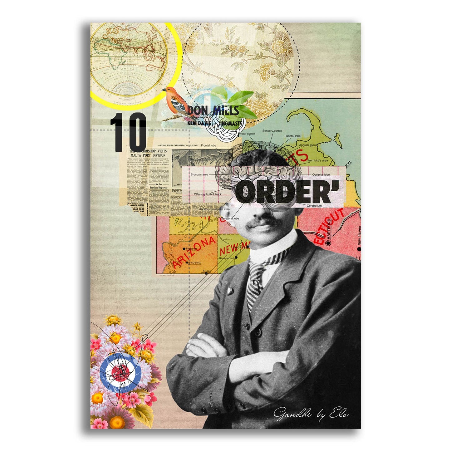 Epic Art 'Gandhi' by Elo Marc, Acrylic Glass Wall Art,12x16