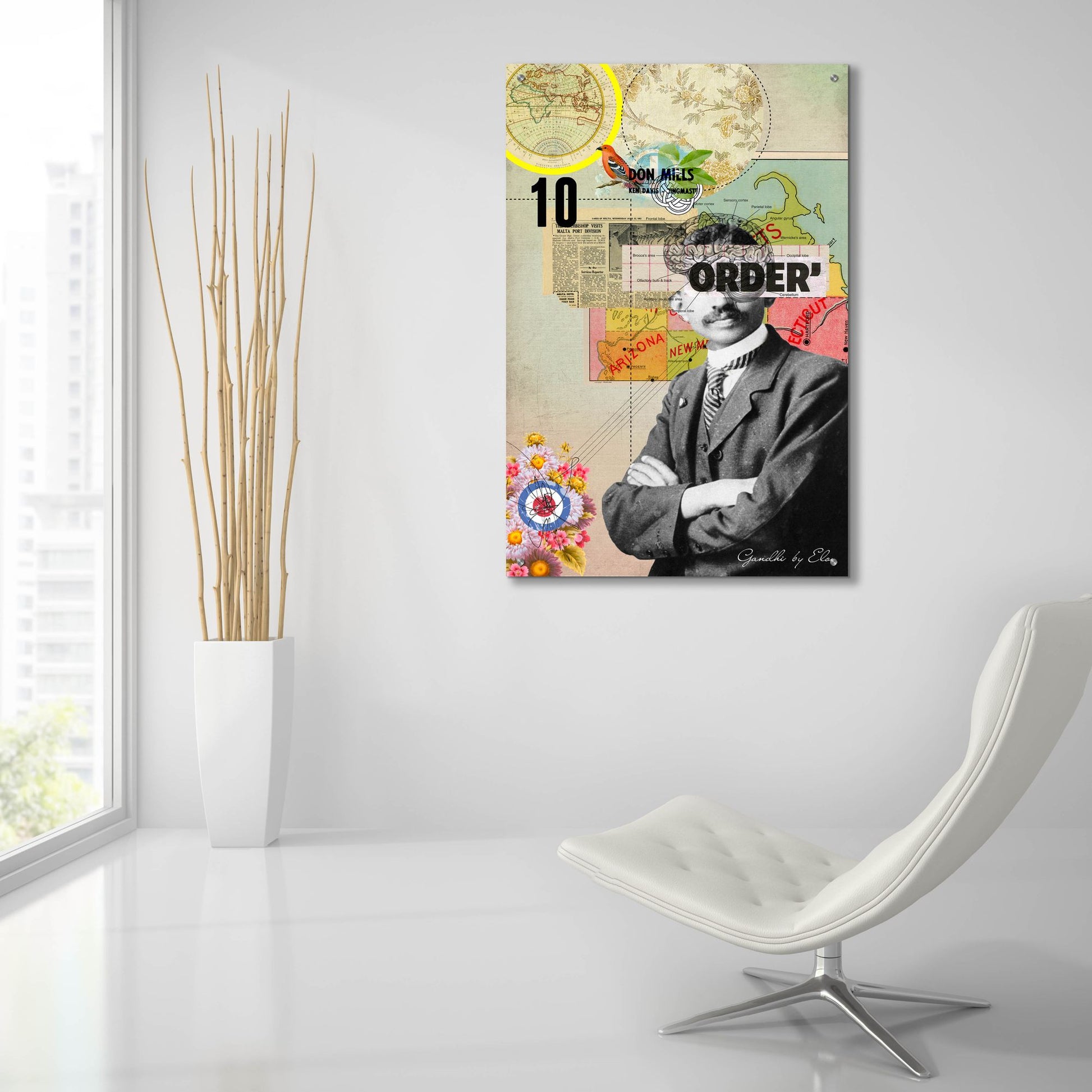 Epic Art 'Gandhi' by Elo Marc, Acrylic Glass Wall Art,24x36