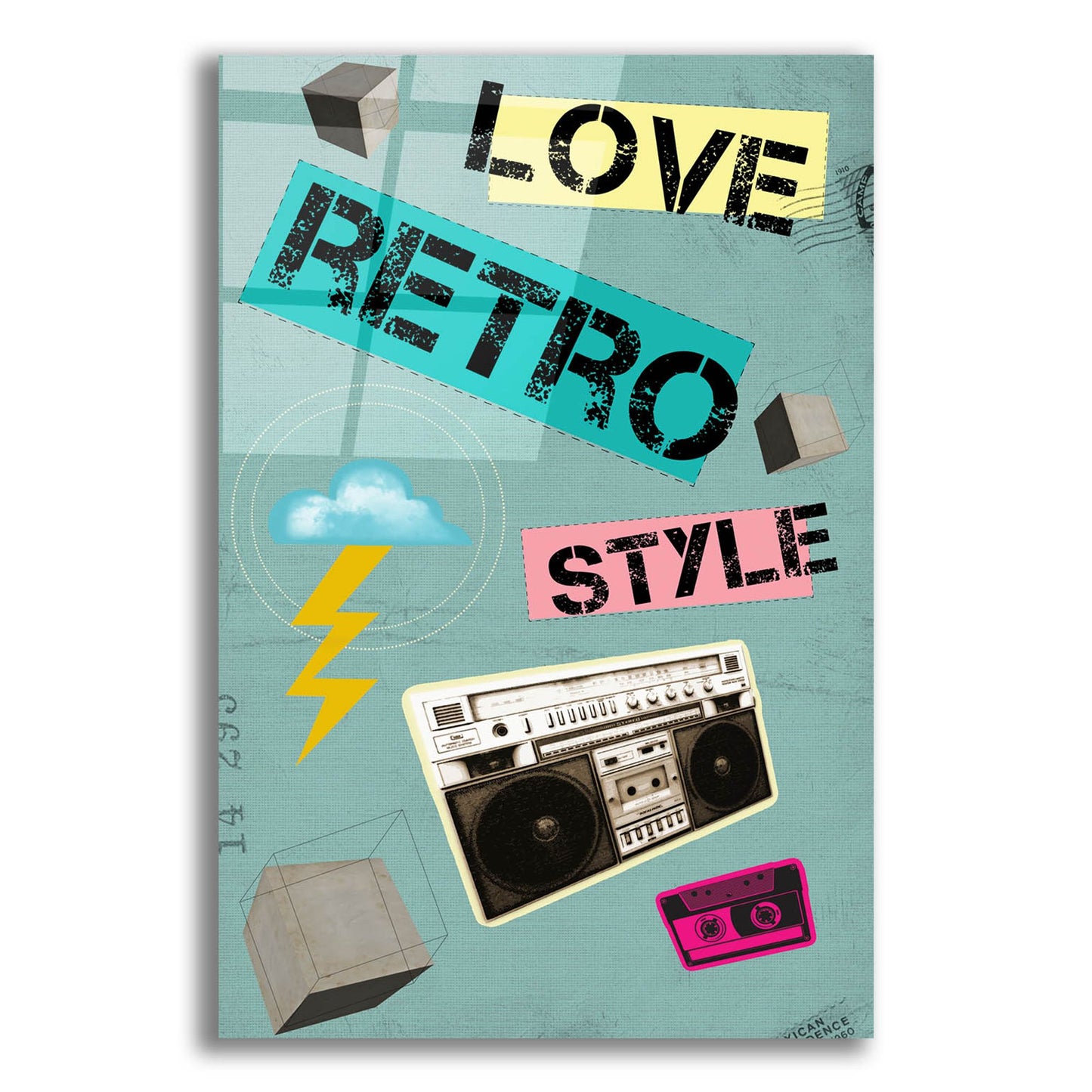 Epic Art 'Love Retro Style' by Elo Marc, Acrylic Glass Wall Art,12x16