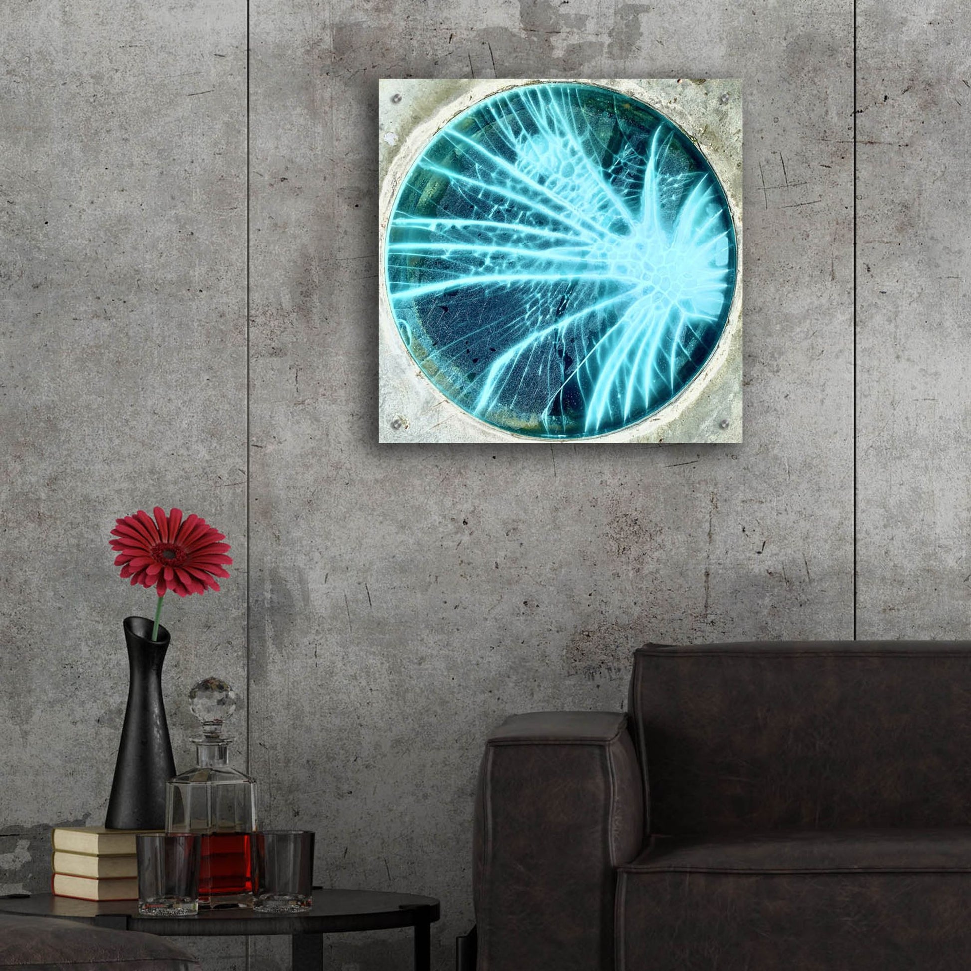 Epic Art 'Cracked Glass Blue' by IMB, Acrylic Glass Wall Art,24x24