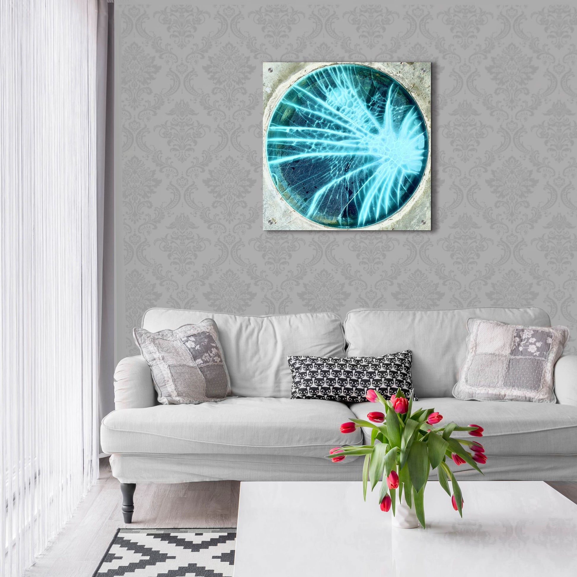 Epic Art 'Cracked Glass Blue' by IMB, Acrylic Glass Wall Art,24x24