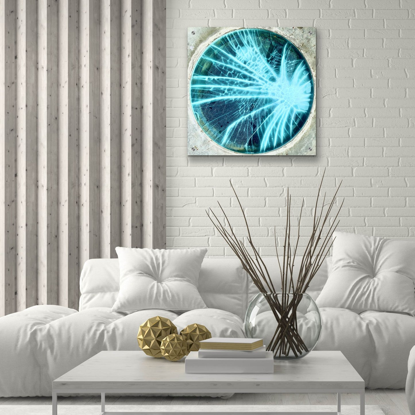 Epic Art 'Cracked Glass Blue' by IMB, Acrylic Glass Wall Art,24x24