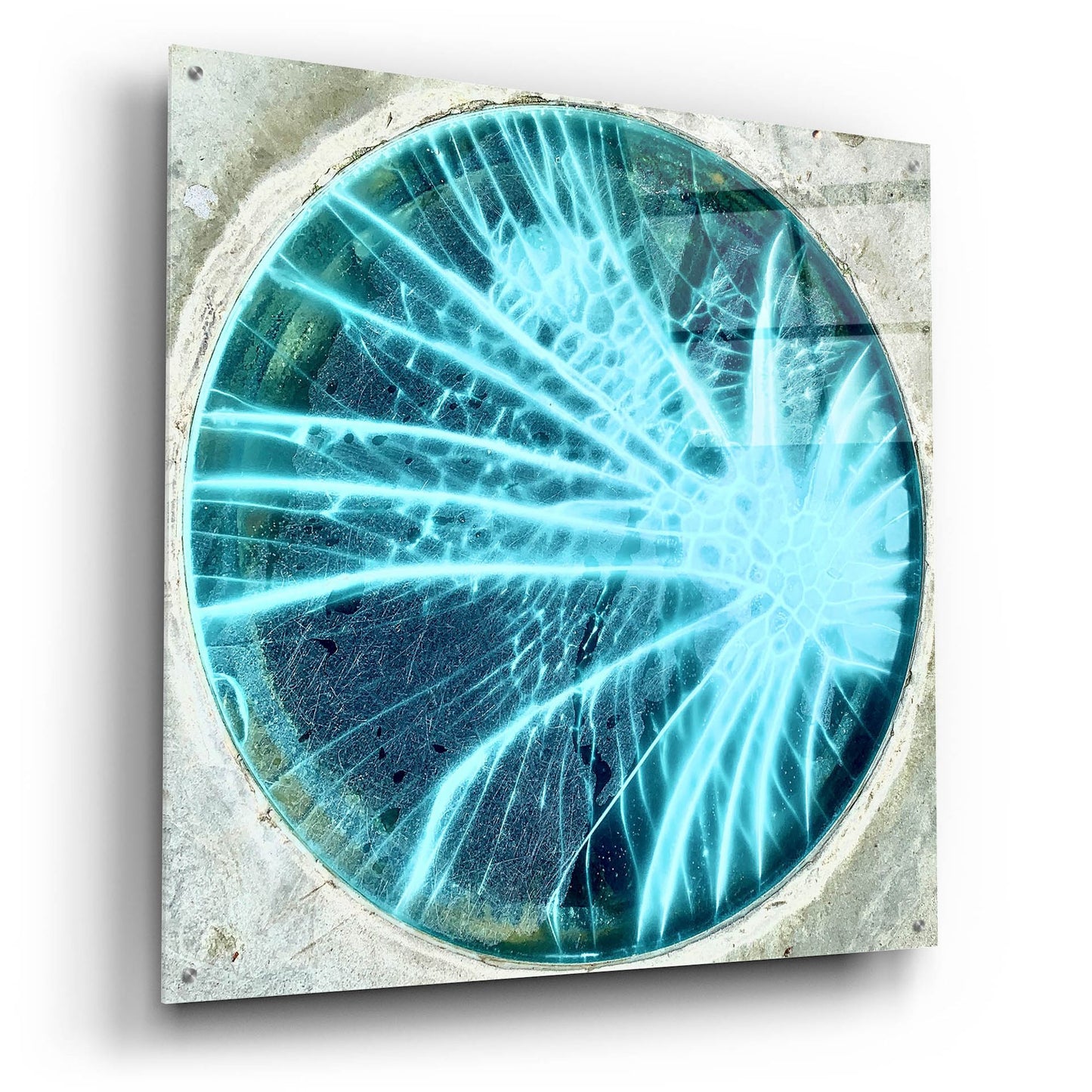 Epic Art 'Cracked Glass Blue' by IMB, Acrylic Glass Wall Art,36x36