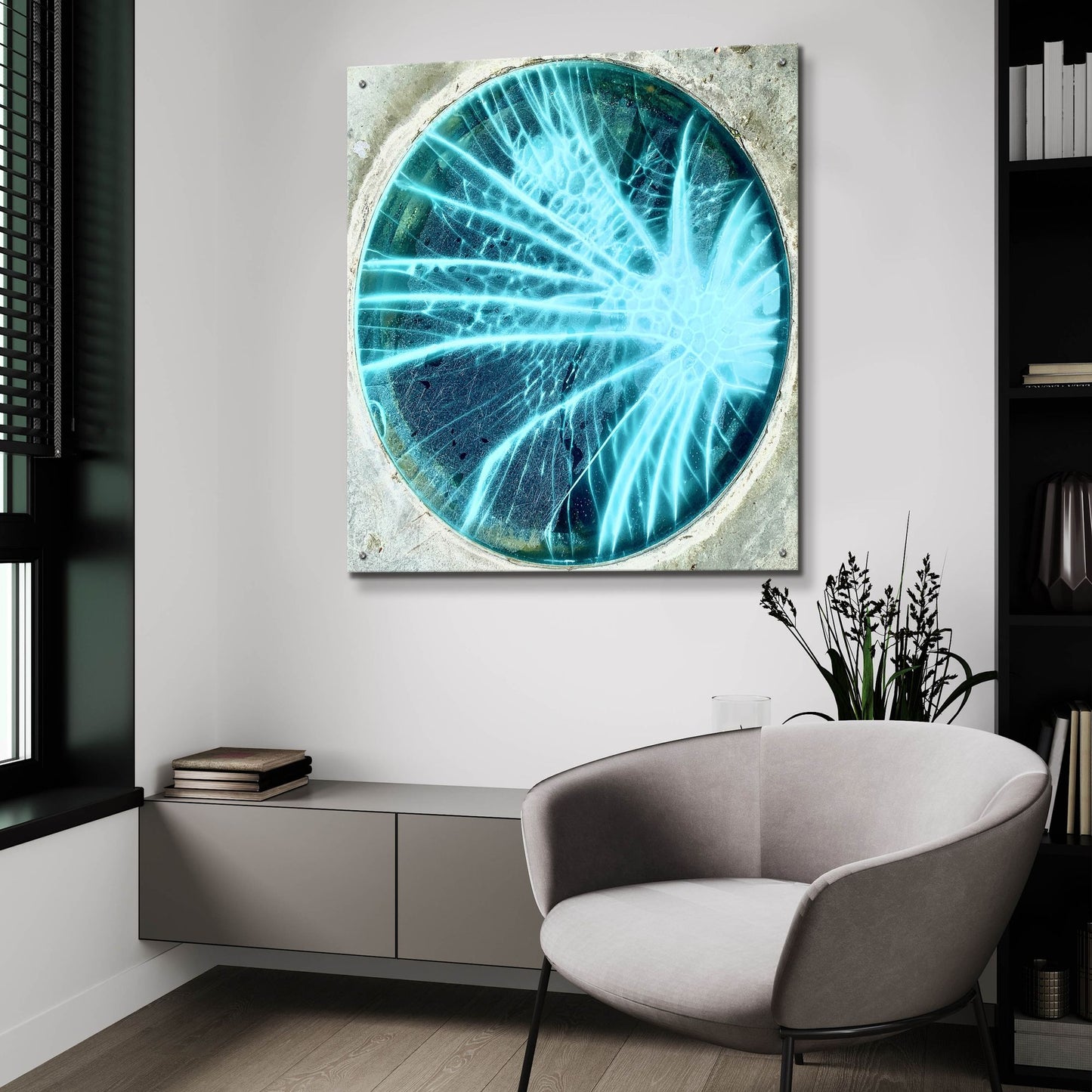 Epic Art 'Cracked Glass Blue' by IMB, Acrylic Glass Wall Art,36x36