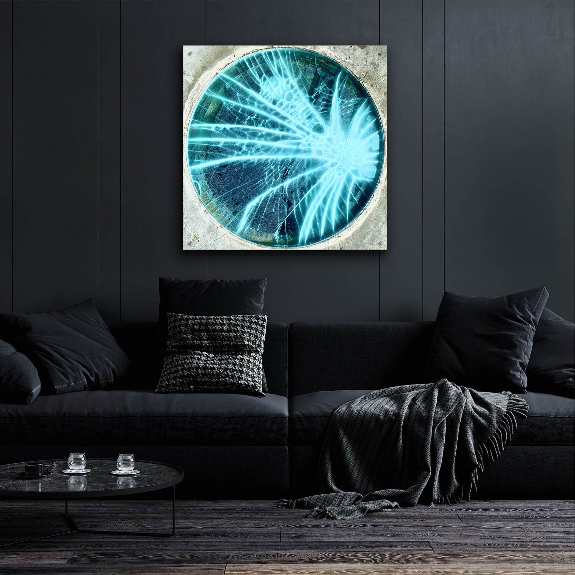 Epic Art 'Cracked Glass Blue' by IMB, Acrylic Glass Wall Art,36x36