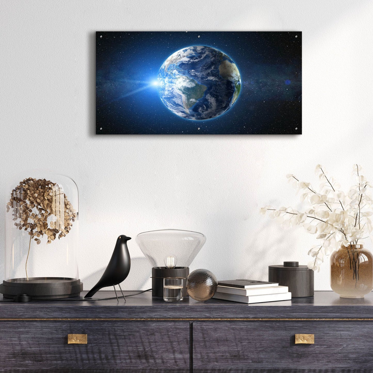 Epic Art 'Earth Sunrise' by Epic Portfolio, Acrylic Glass Wall Art,48x24