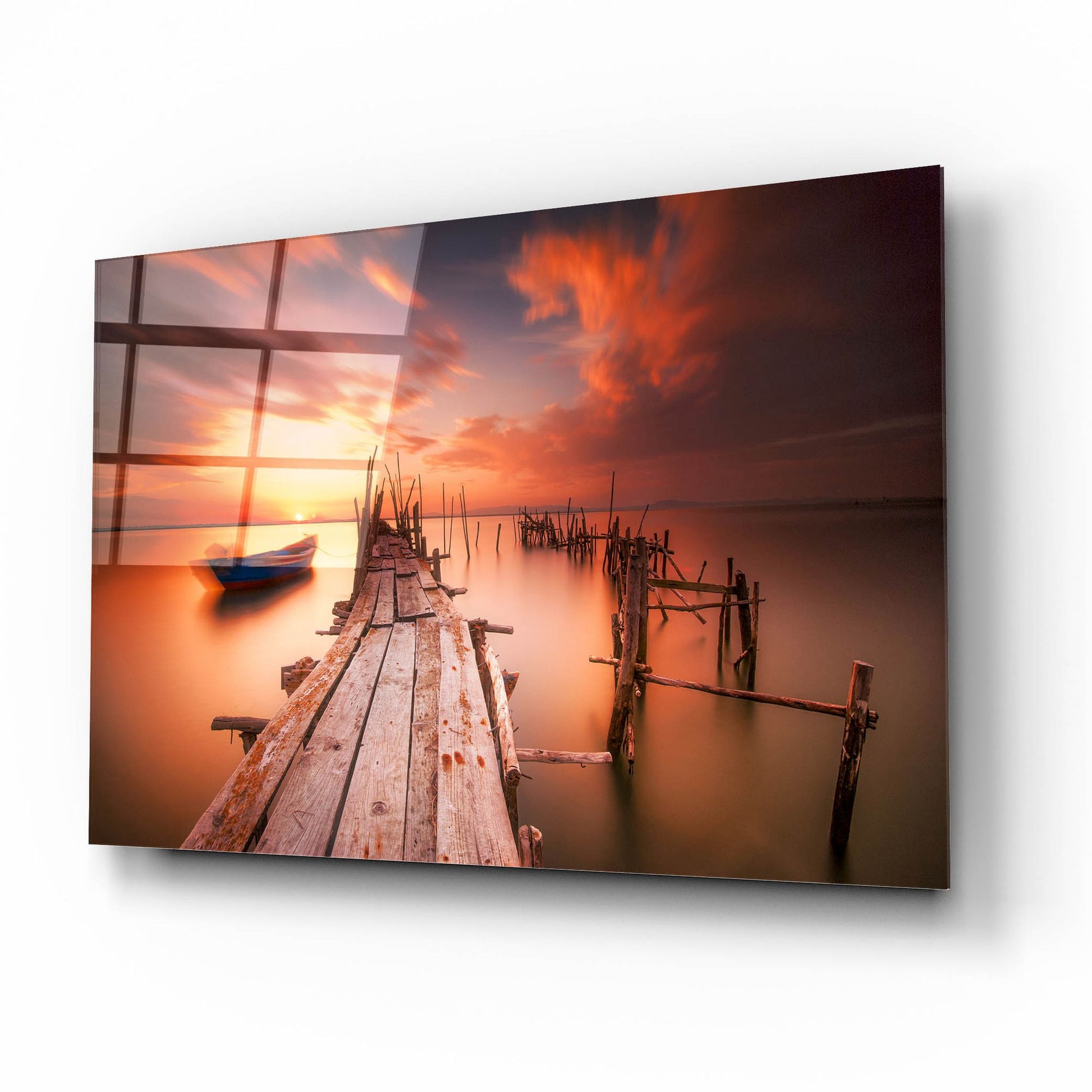 Epic Art 'Red Sunset at Carrasqueira Alentejo' by Andy Mumford, Acrylic Glass Wall Art,16x12
