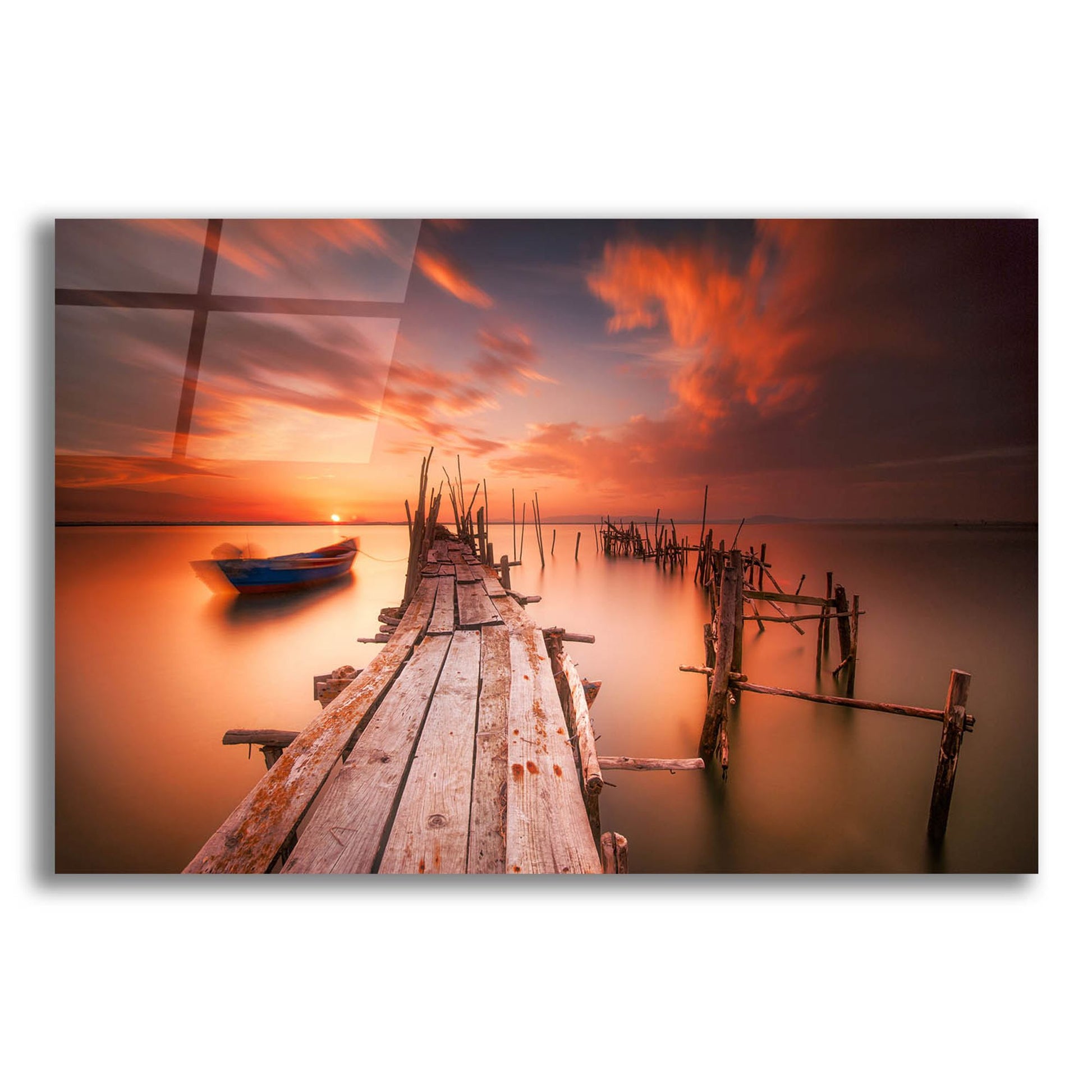 Epic Art 'Red Sunset at Carrasqueira Alentejo' by Andy Mumford, Acrylic Glass Wall Art,16x12