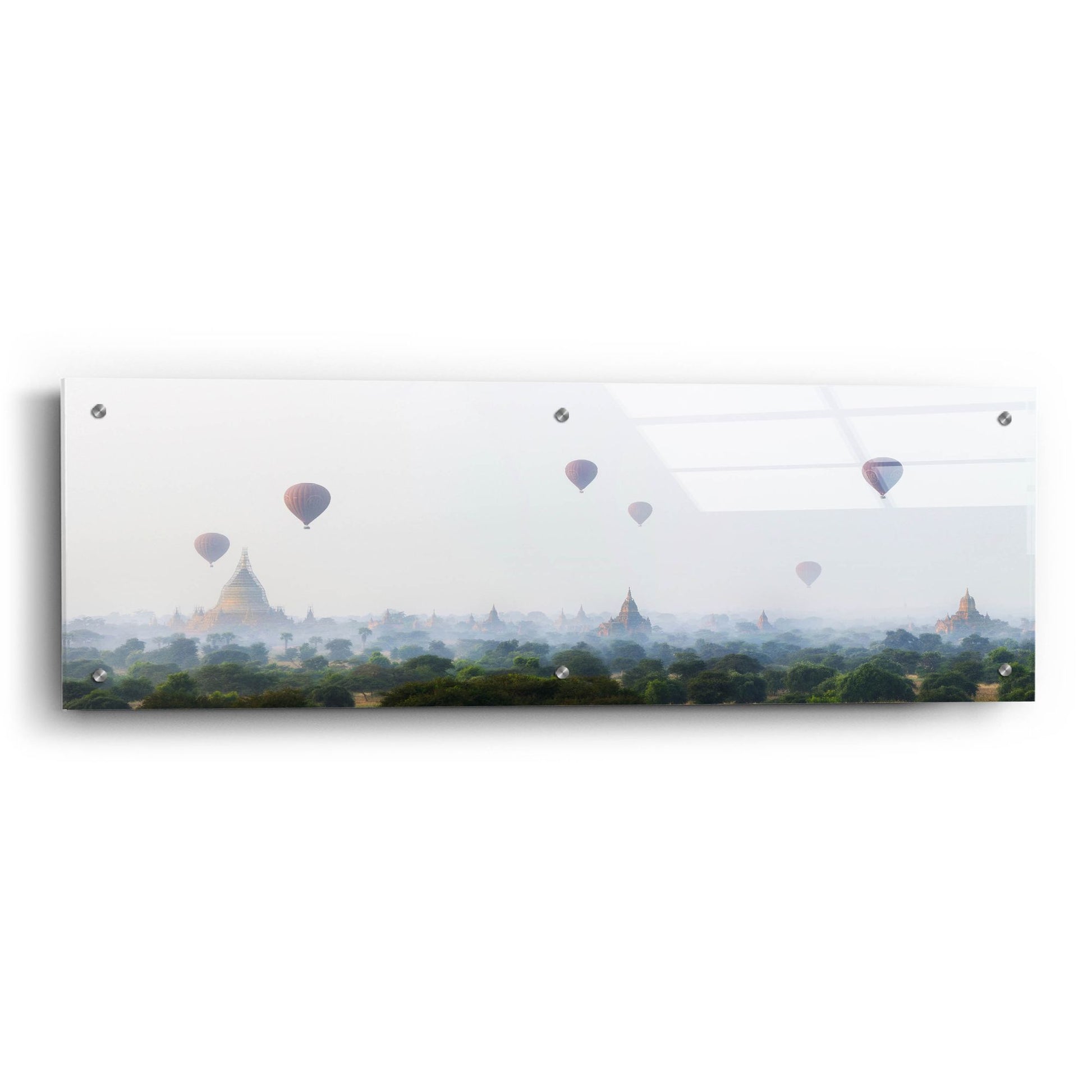 Epic Art 'Sunrise at Bagan' by Andy Mumford, Acrylic Glass Wall Art,36x12