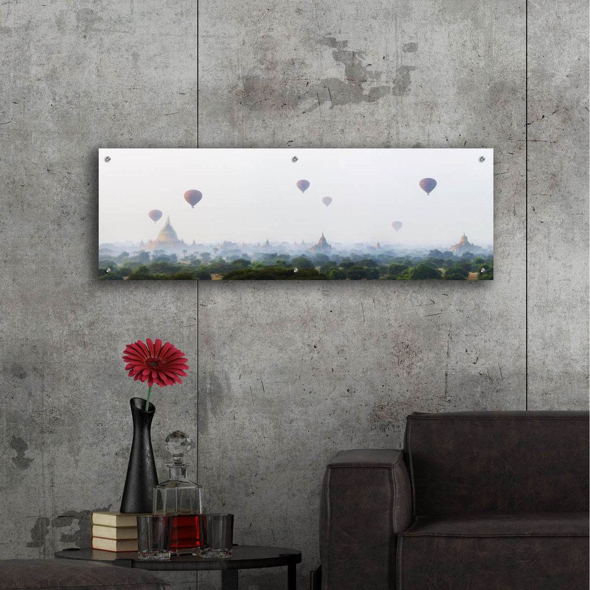 Sunrise at Bagan by Andy Mumford - 48x16 acrylic wall art in a room