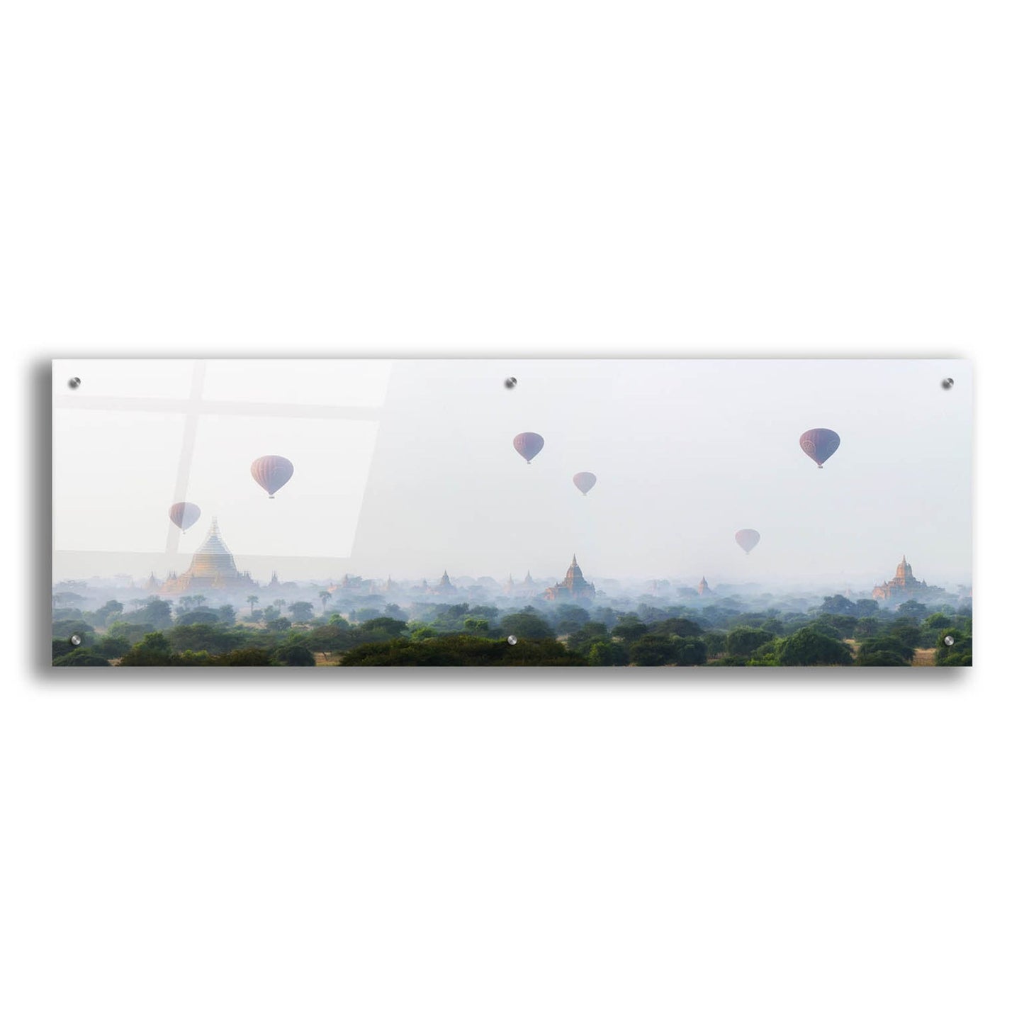 Epic Art 'Sunrise at Bagan' by Andy Mumford, Acrylic Glass Wall Art,48x16