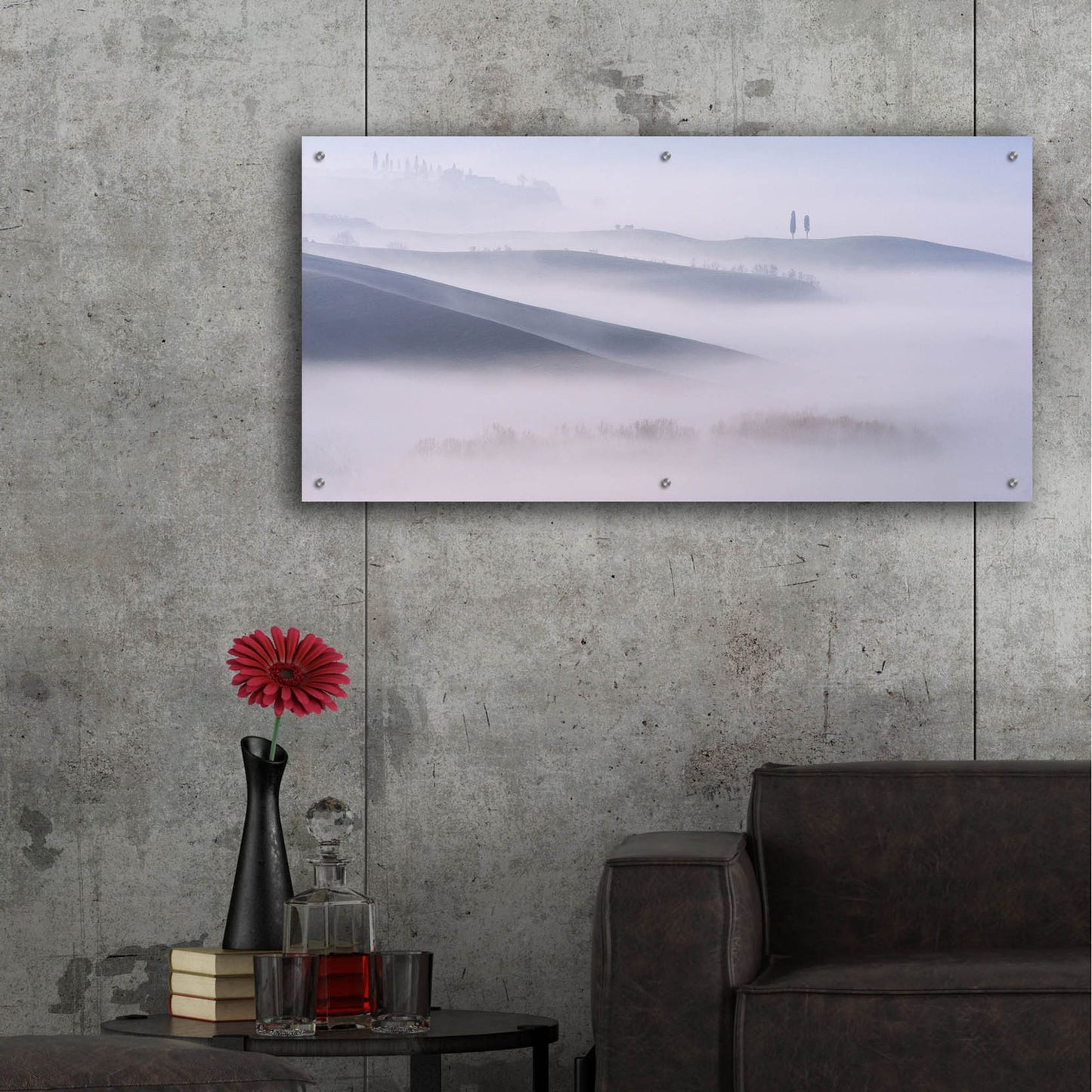 Epic Art 'Dawn Mist in Val dOrcia Tuscany' by Andy Mumford, Acrylic Glass Wall Art,48x24