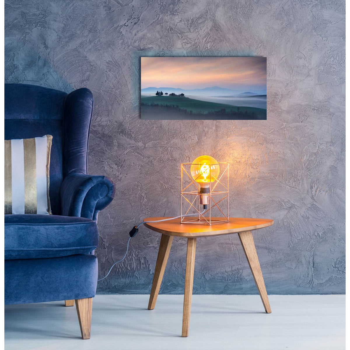 Capella di Vitaleta at Dawn Tuscany I by Andy Mumford - 24x12 acrylic wall art in a room