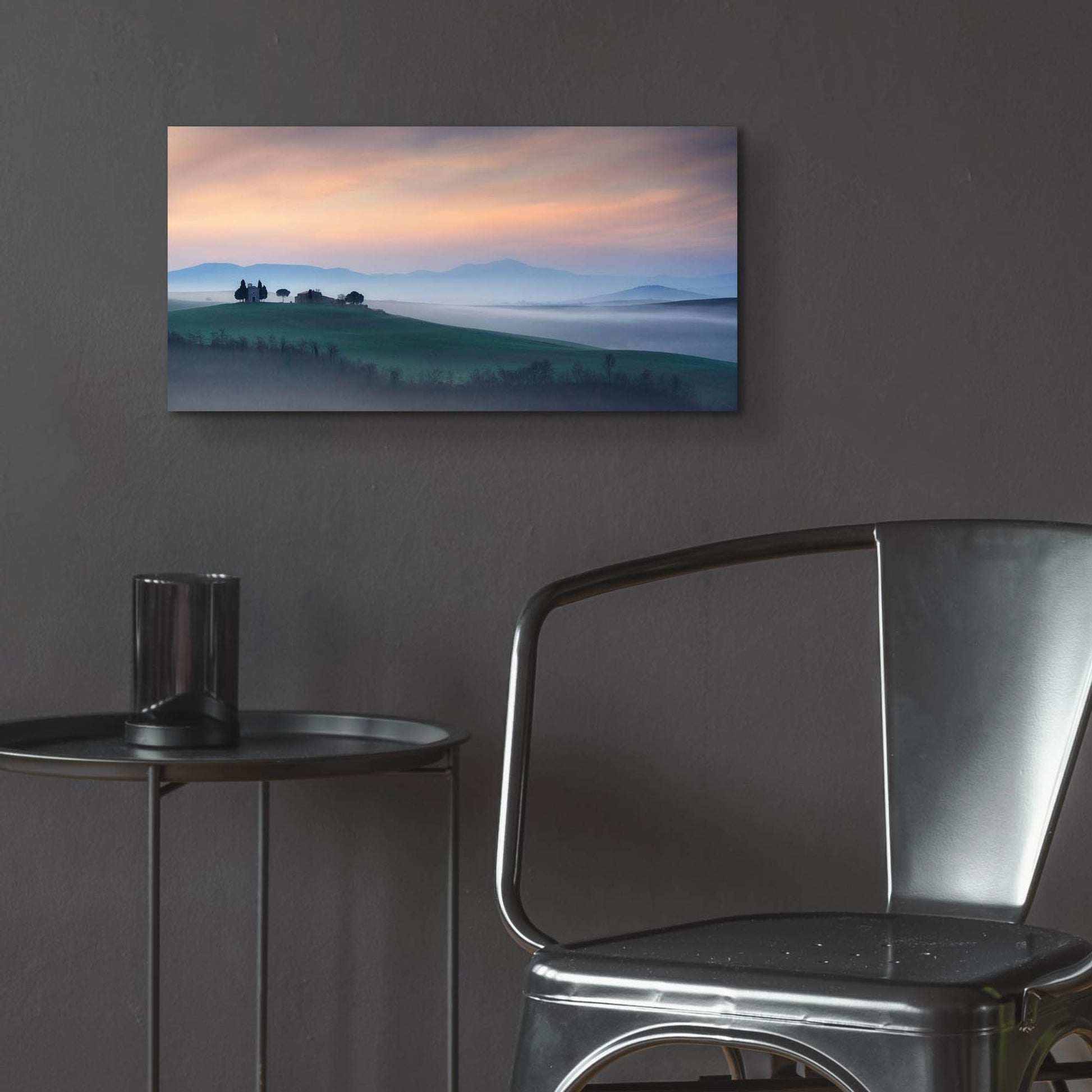 Epic Art 'Capella di Vitaleta at Dawn Tuscany I' by Andy Mumford, Acrylic Glass Wall Art,24x12