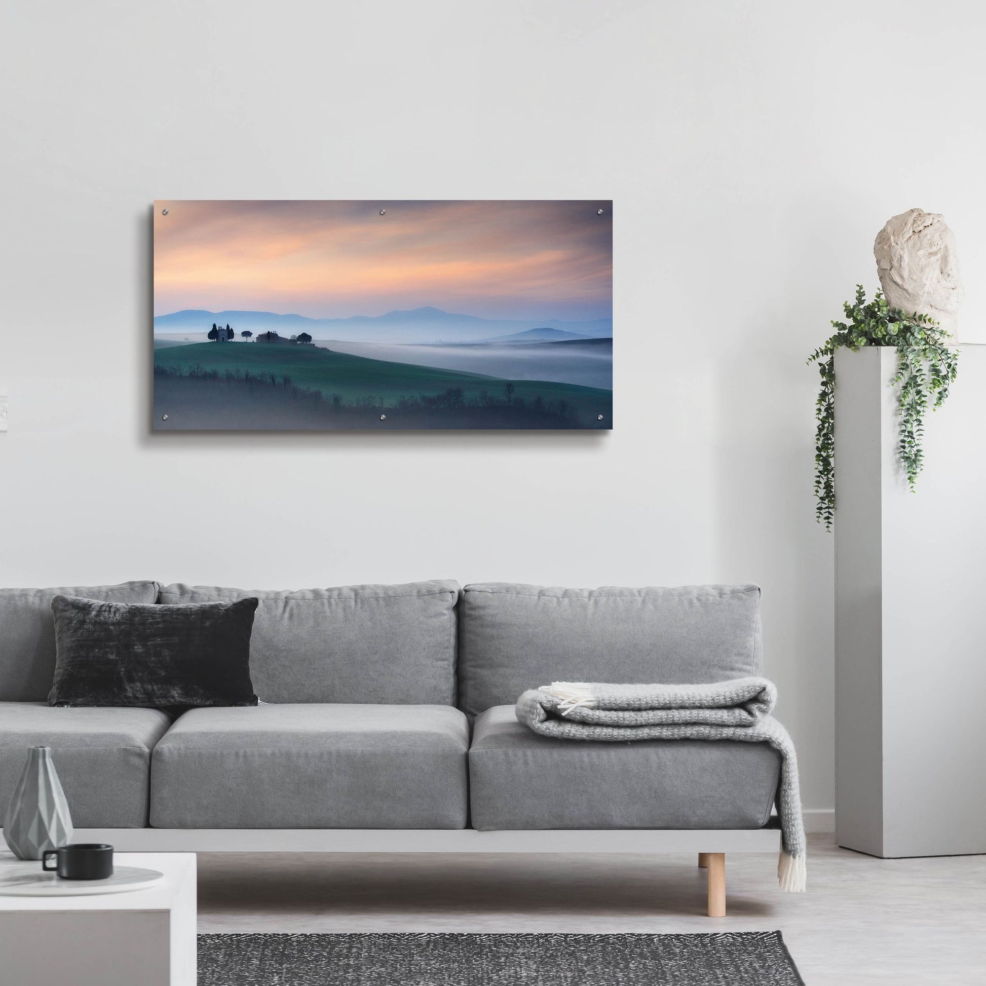 Epic Art 'Capella di Vitaleta at Dawn Tuscany I' by Andy Mumford, Acrylic Glass Wall Art,48x24