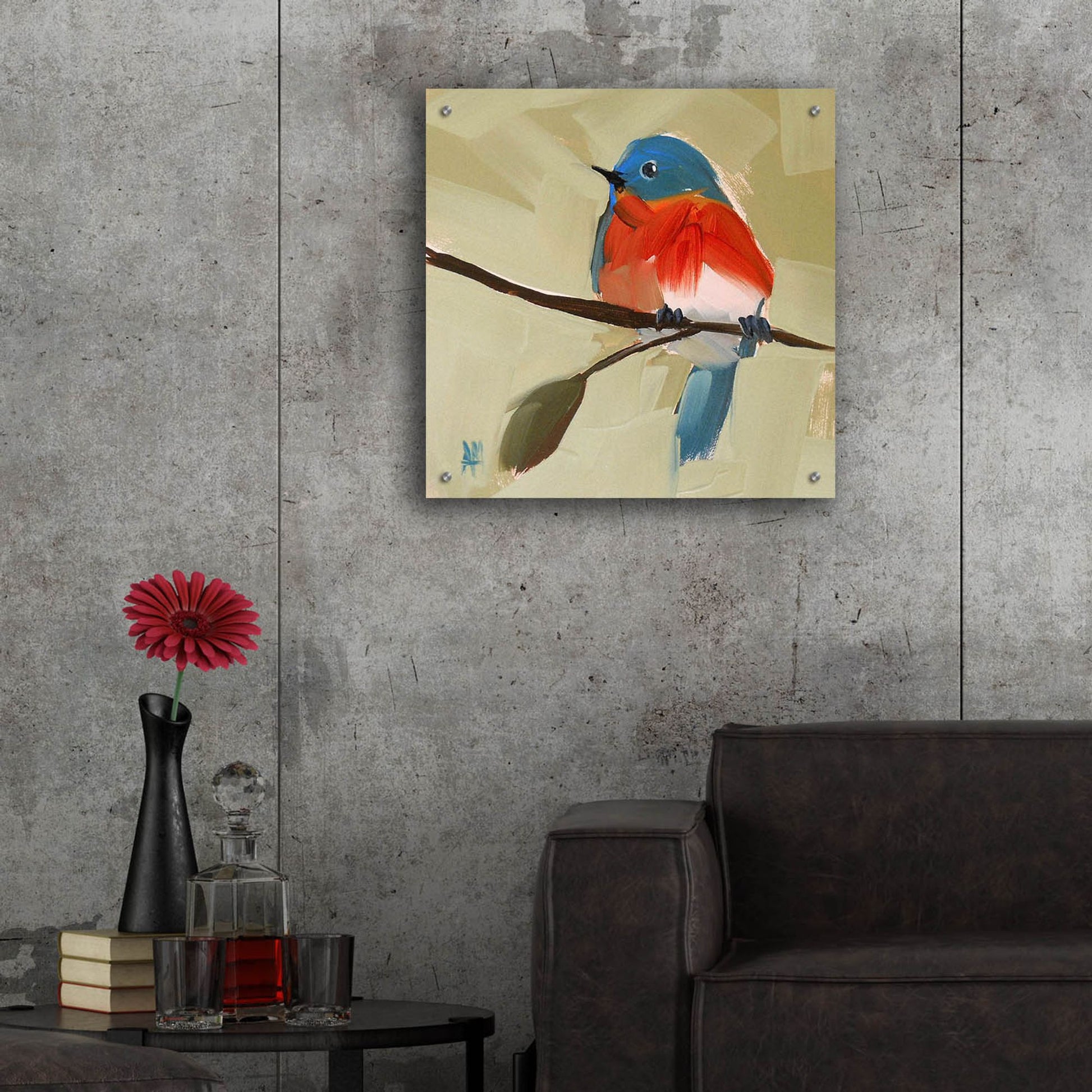 Epic Art 'Bluebird No 21' by Angela Missman, Acrylic Glass Wall Art,24x24