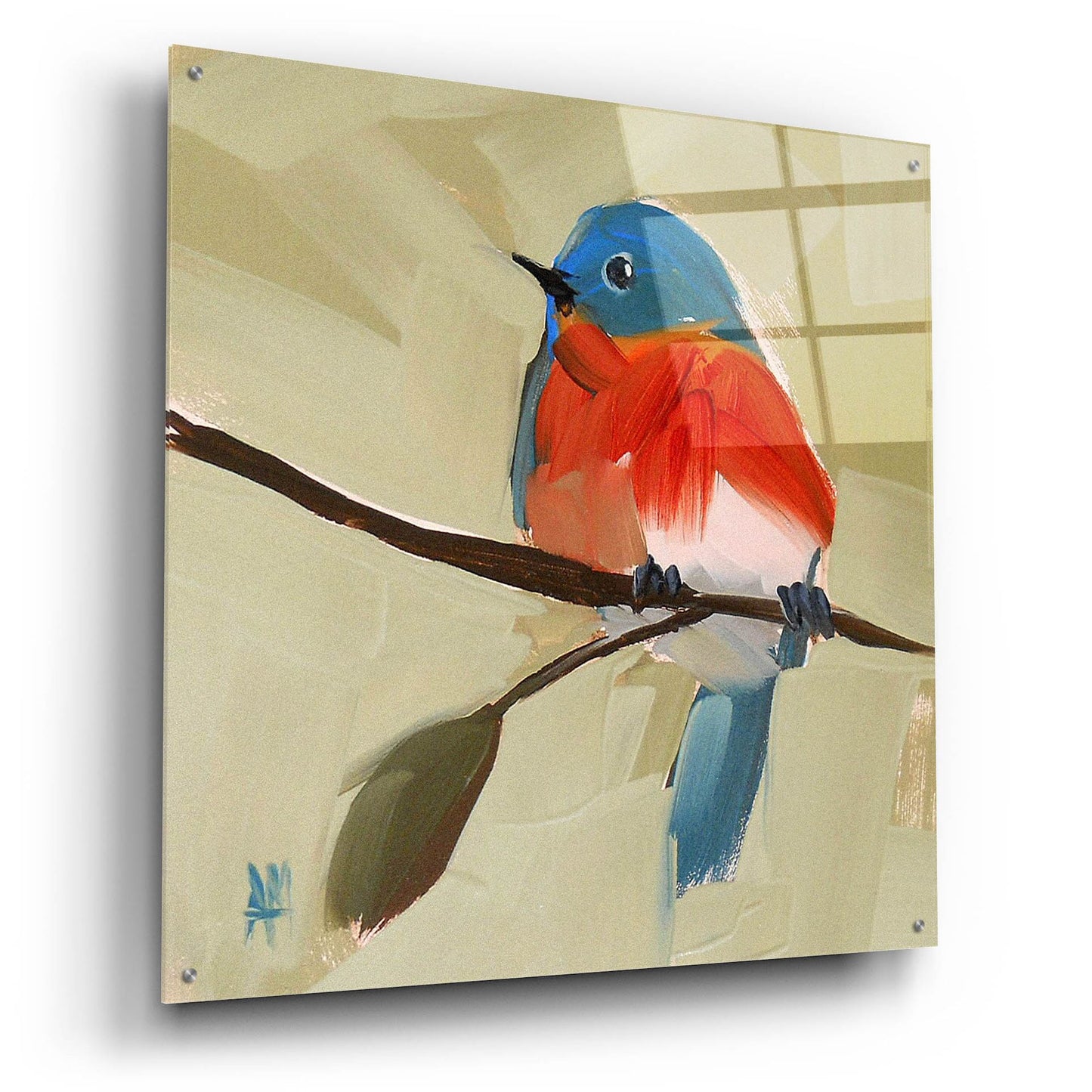 Epic Art 'Bluebird No 21' by Angela Missman, Acrylic Glass Wall Art,36x36