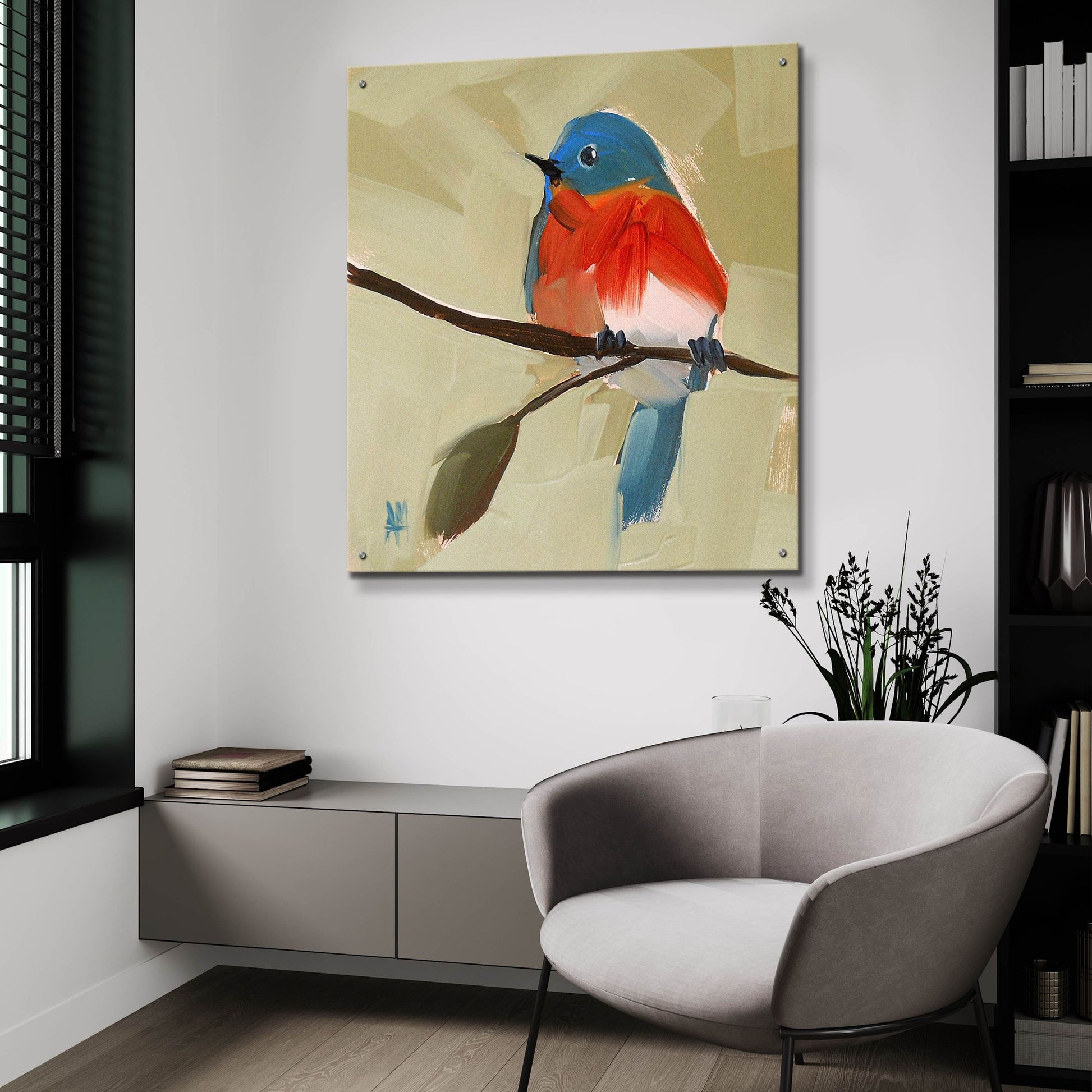 Epic Art 'Bluebird No 21' by Angela Missman, Acrylic Glass Wall Art,36x36