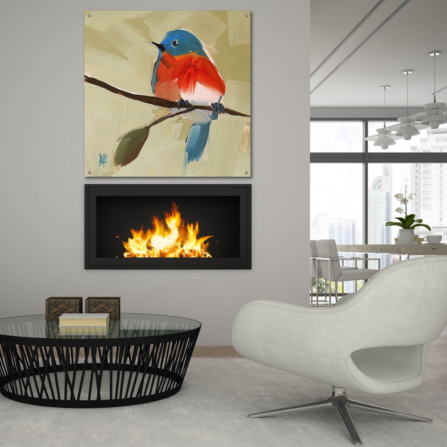 Epic Art 'Bluebird No 21' by Angela Missman, Acrylic Glass Wall Art,36x36