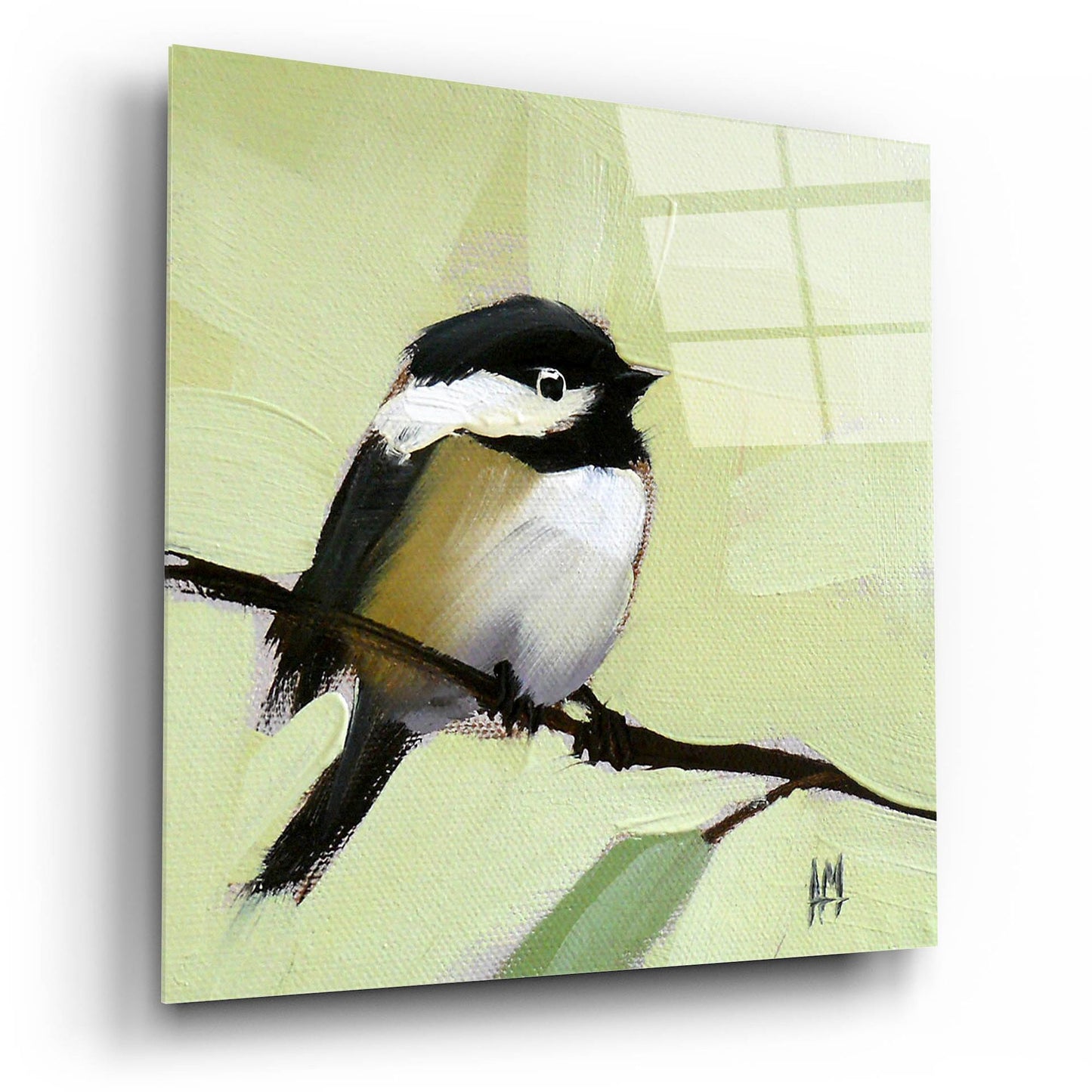 Epic Art 'Chickadee No 143' by Angela Missman, Acrylic Glass Wall Art,12x12