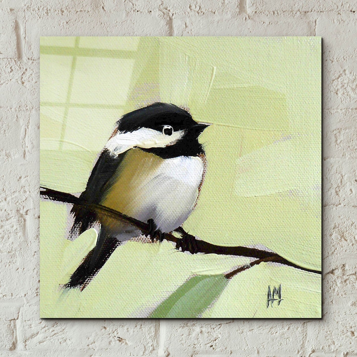 Epic Art 'Chickadee No 143' by Angela Missman, Acrylic Glass Wall Art,12x12