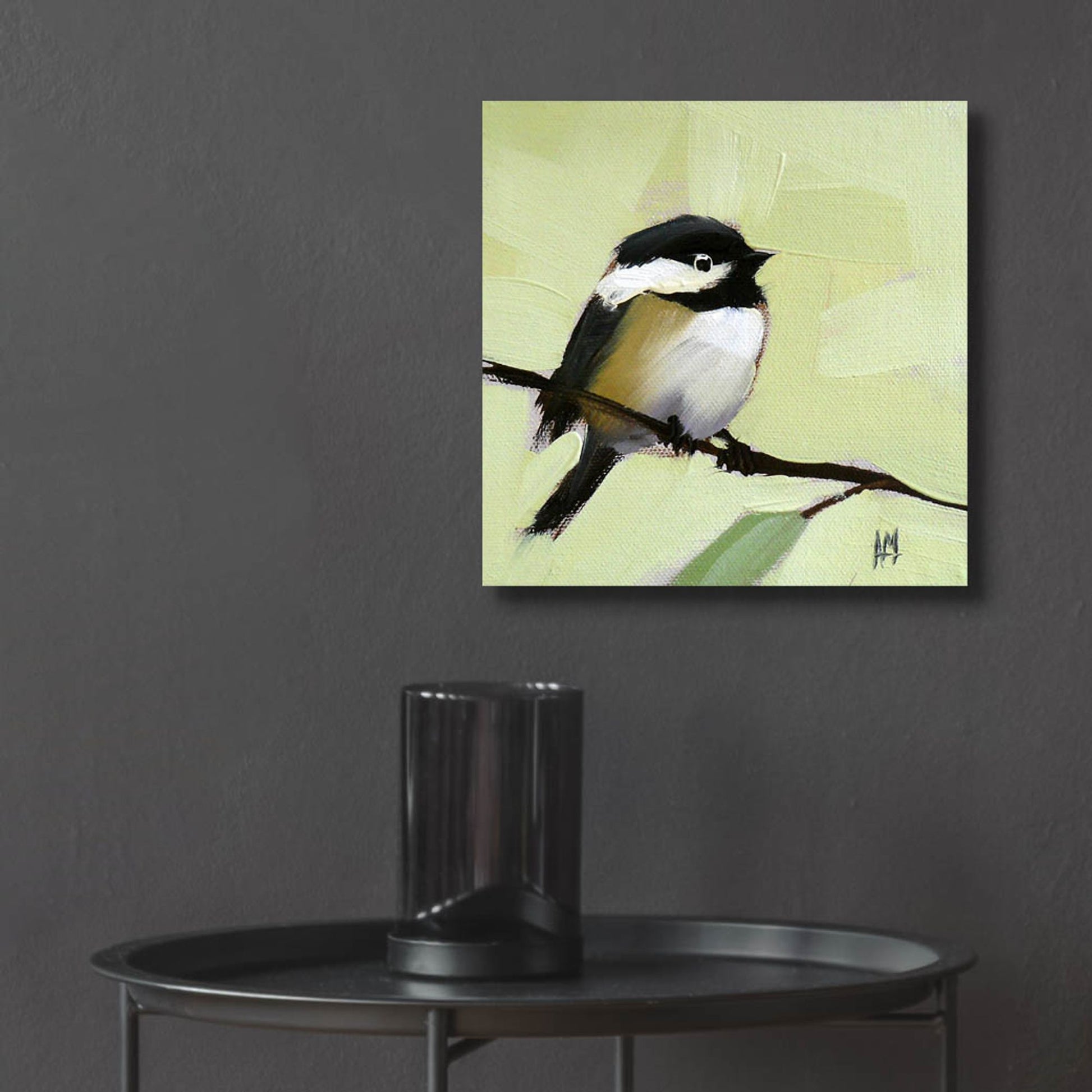 Epic Art 'Chickadee No 143' by Angela Missman, Acrylic Glass Wall Art,12x12