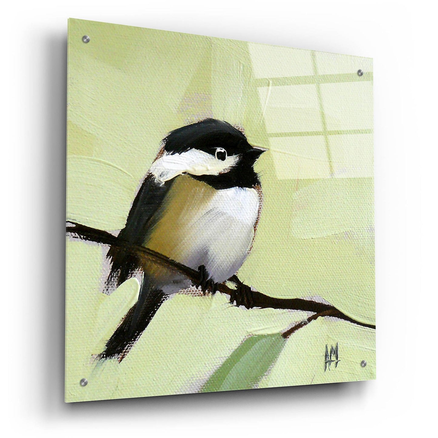 Epic Art 'Chickadee No 143' by Angela Missman, Acrylic Glass Wall Art,24x24