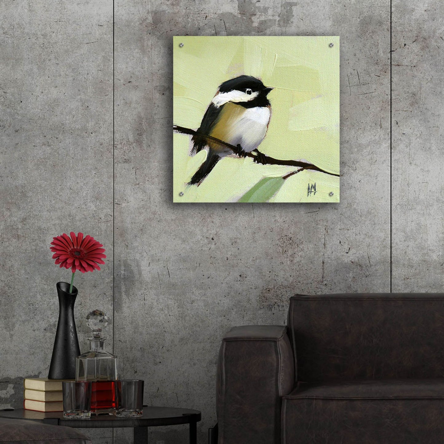 Epic Art 'Chickadee No 143' by Angela Missman, Acrylic Glass Wall Art,24x24