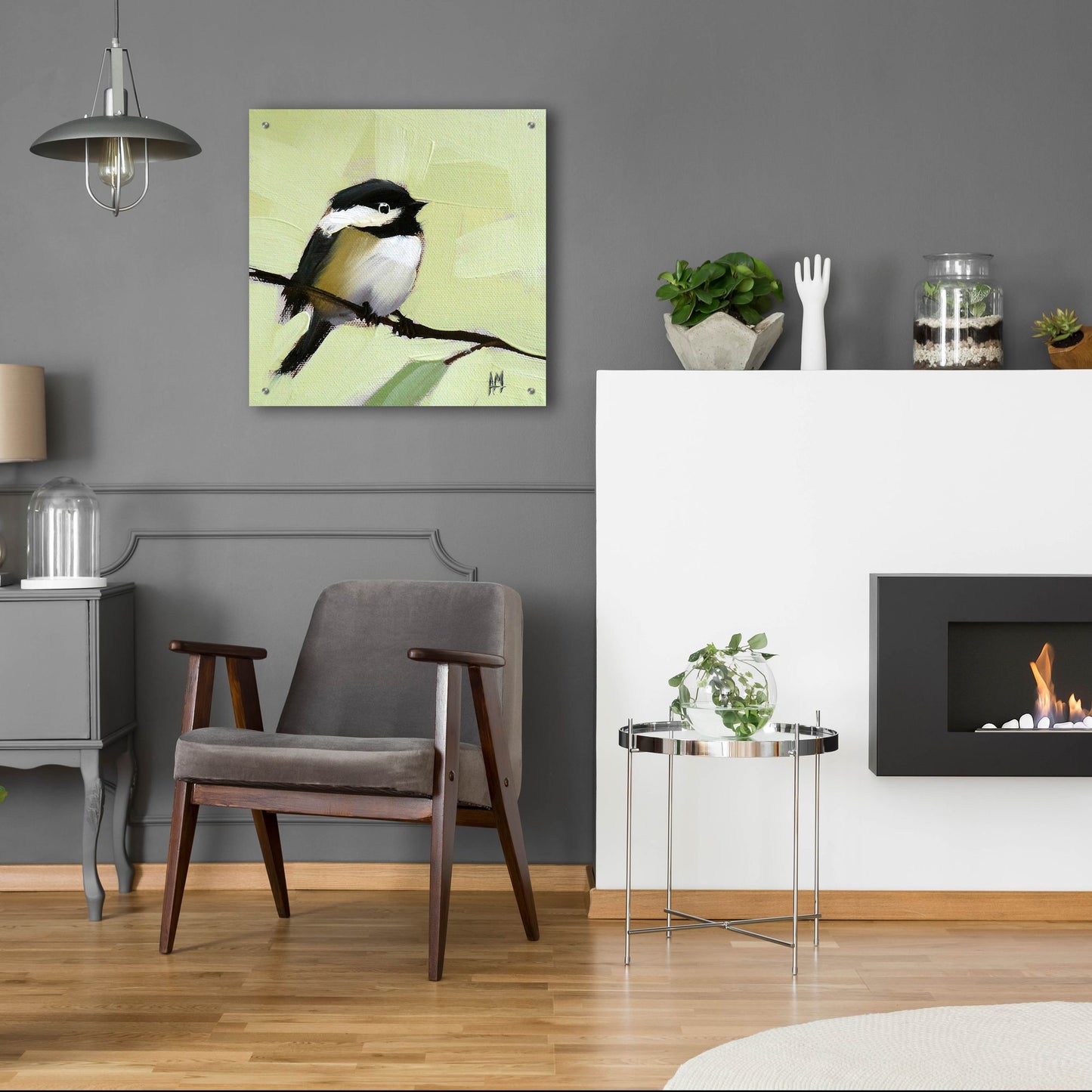 Epic Art 'Chickadee No 143' by Angela Missman, Acrylic Glass Wall Art,24x24