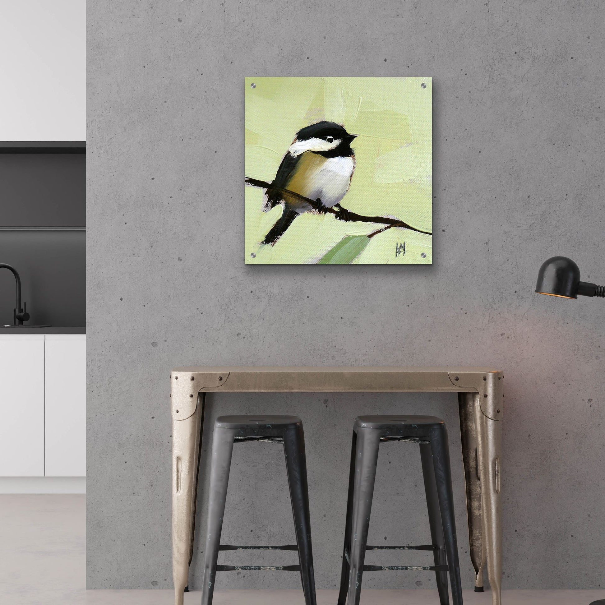 Epic Art 'Chickadee No 143' by Angela Missman, Acrylic Glass Wall Art,24x24