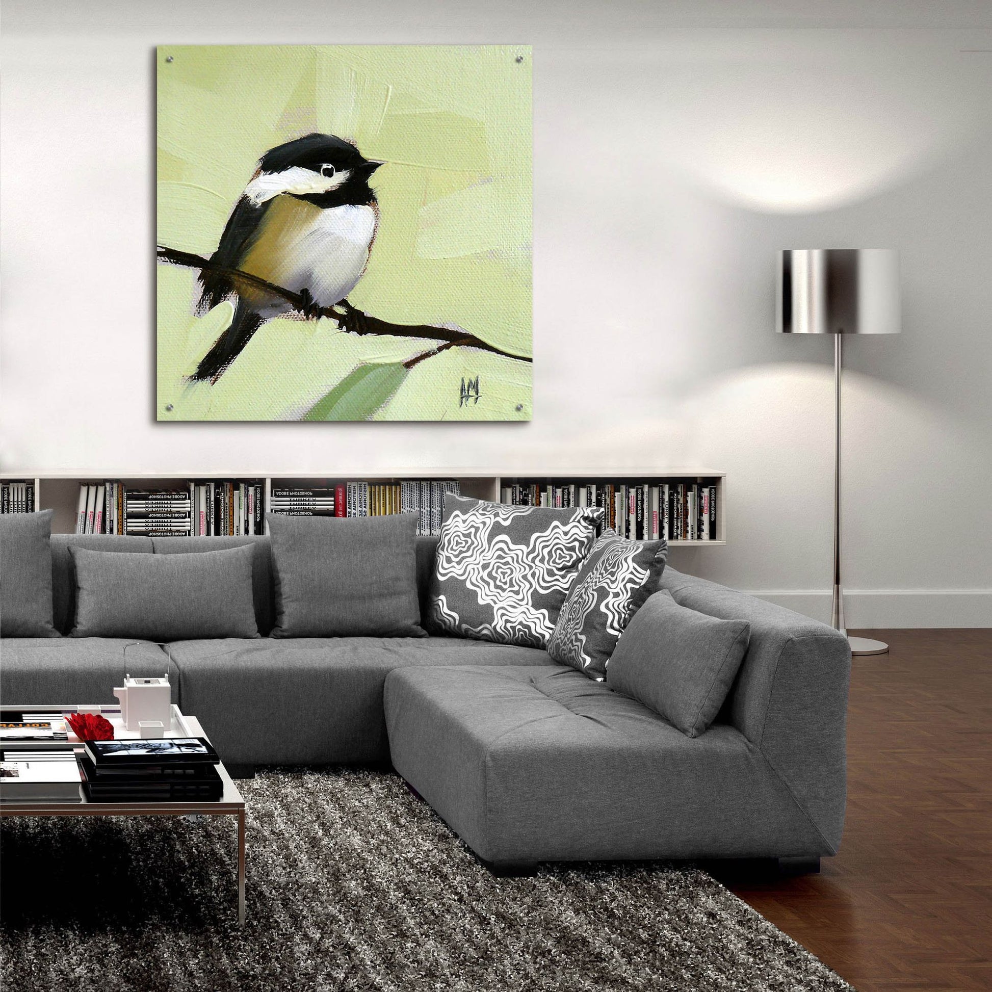 Epic Art 'Chickadee No 143' by Angela Missman, Acrylic Glass Wall Art,36x36